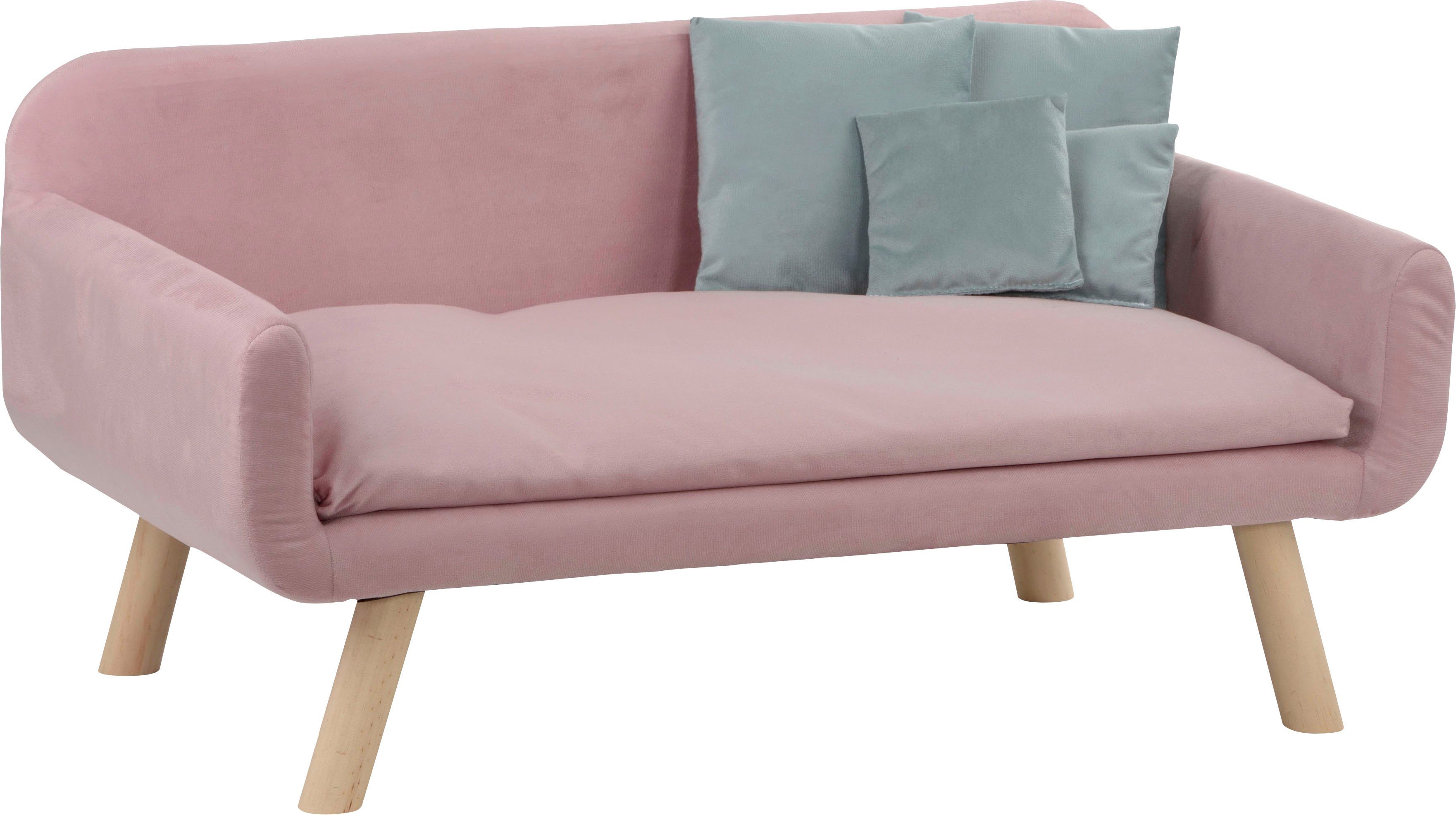 ABUKI Tiersofa Cora, gratis rosa inkl. 2 Polyester, cm, 57x103x50 Futterball LxBxH: Dekokissen