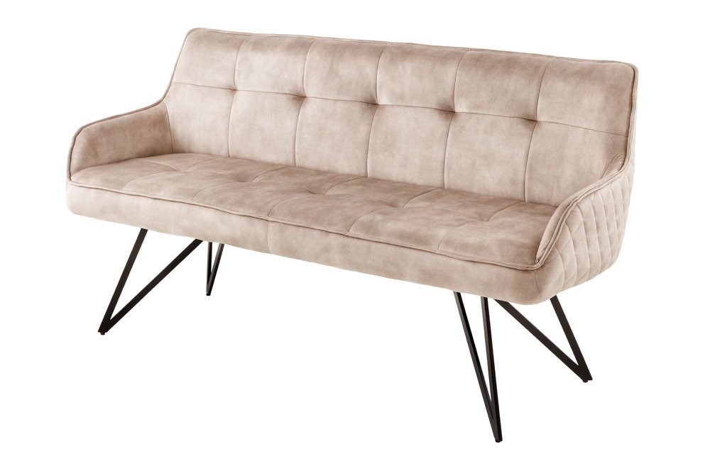 riess-ambiente Sitzbank EUPHORIA 156cm champagner greige / schwarz (Einzelartikel, 1-St), Wohnzimmer · Samt · Metall · Flur · Küche · Esszimmer · Retro Design