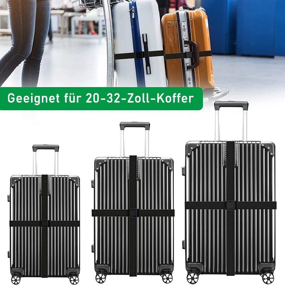 (4-tlg) Kofferband 4 NUODWELL mit Koffergurte 2 Koffergurt Stück, Kofferanhänger, Einstellbare