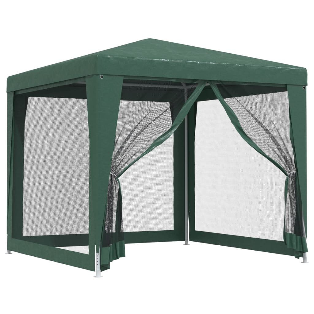 vidaXL Partyzelt, Pavillon mit 4 Mesh-Seitenwänden Grün 2,5x2,5 m HDPE