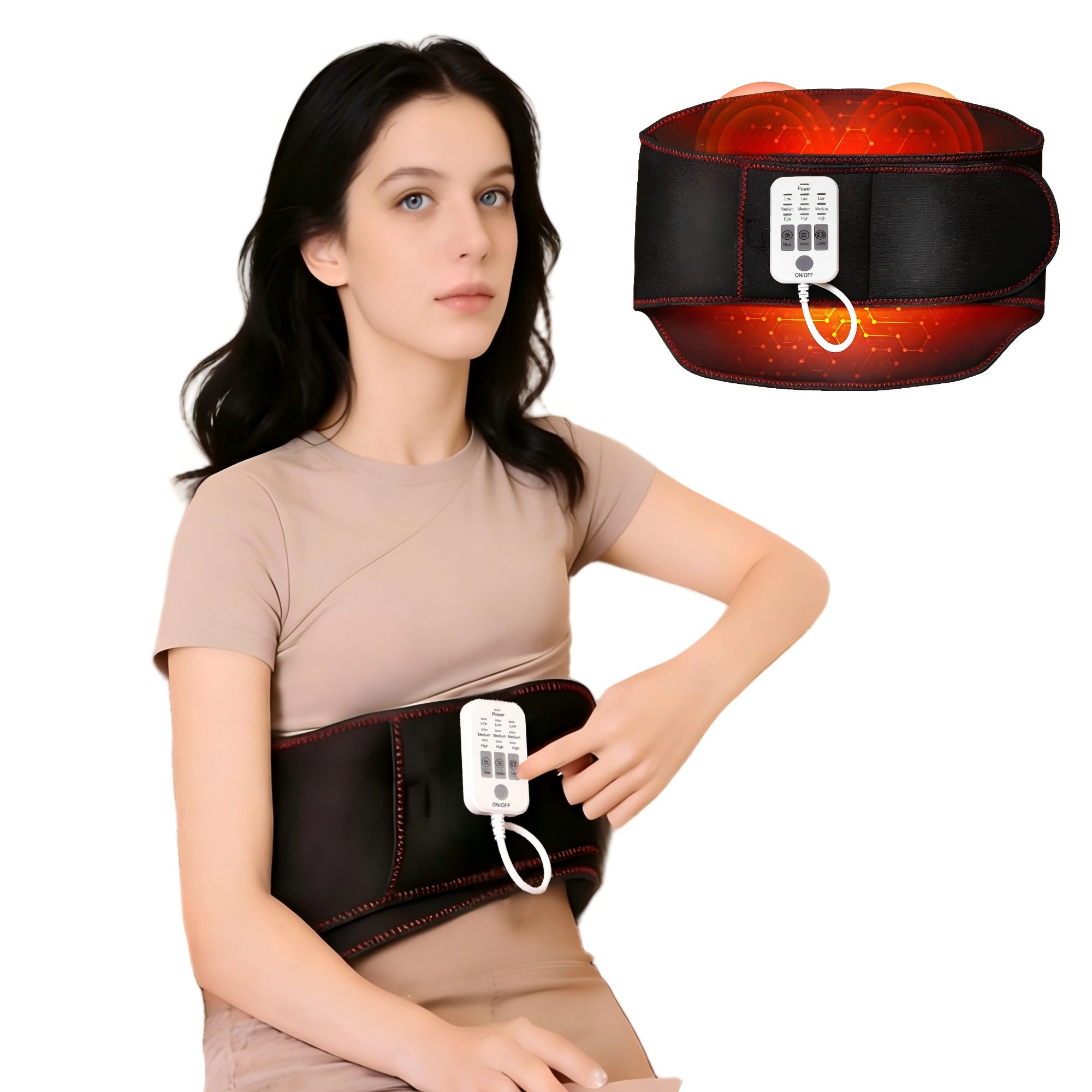 Toomoke Rückenbandage Wärmegürtel,Rückenmassagegerät mit Heizfunktion,Taillenmassagegerät (Graphene Wärmetherapie,Massage mit Luftkammersystem), verstellbarer Klettverschluss,9 modi,Ergonomisches