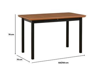 MOEBLO Esstisch MEX 4 (Stilvoller Multifunktionaler Tisch mit Schlankem Design und Robuster Bauweise, Perfekt für Küche, Esszimmer und Arbeitsbereiche), - (BxHxT): 120/150x76x60 cm