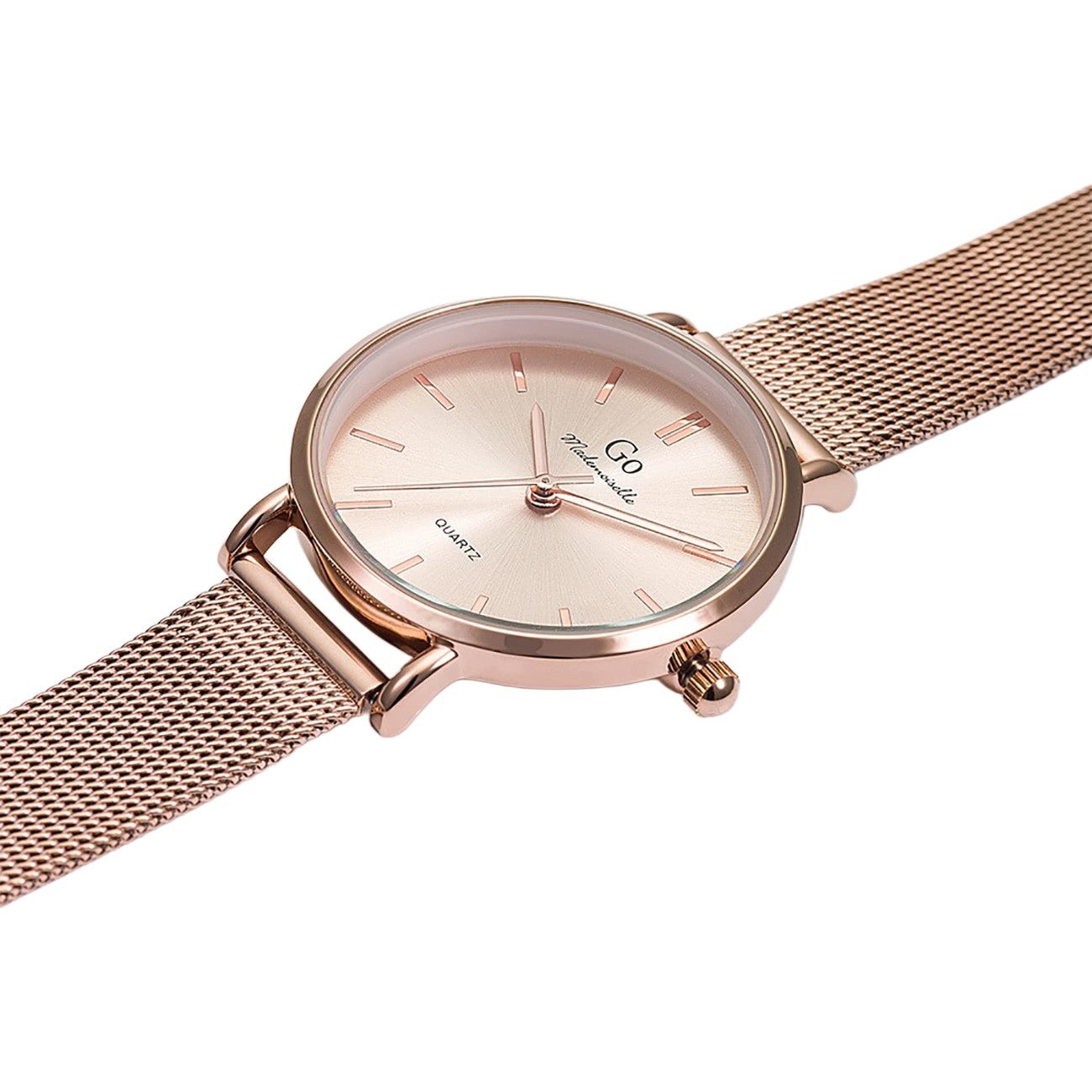Girl Only Quarzuhr Girl Only GO Damen Armbanduhr, (Analoguhr), Damenuhr GO rosegold, mittel (ca 32mm) Edelstahlarmband, Fashion-Style