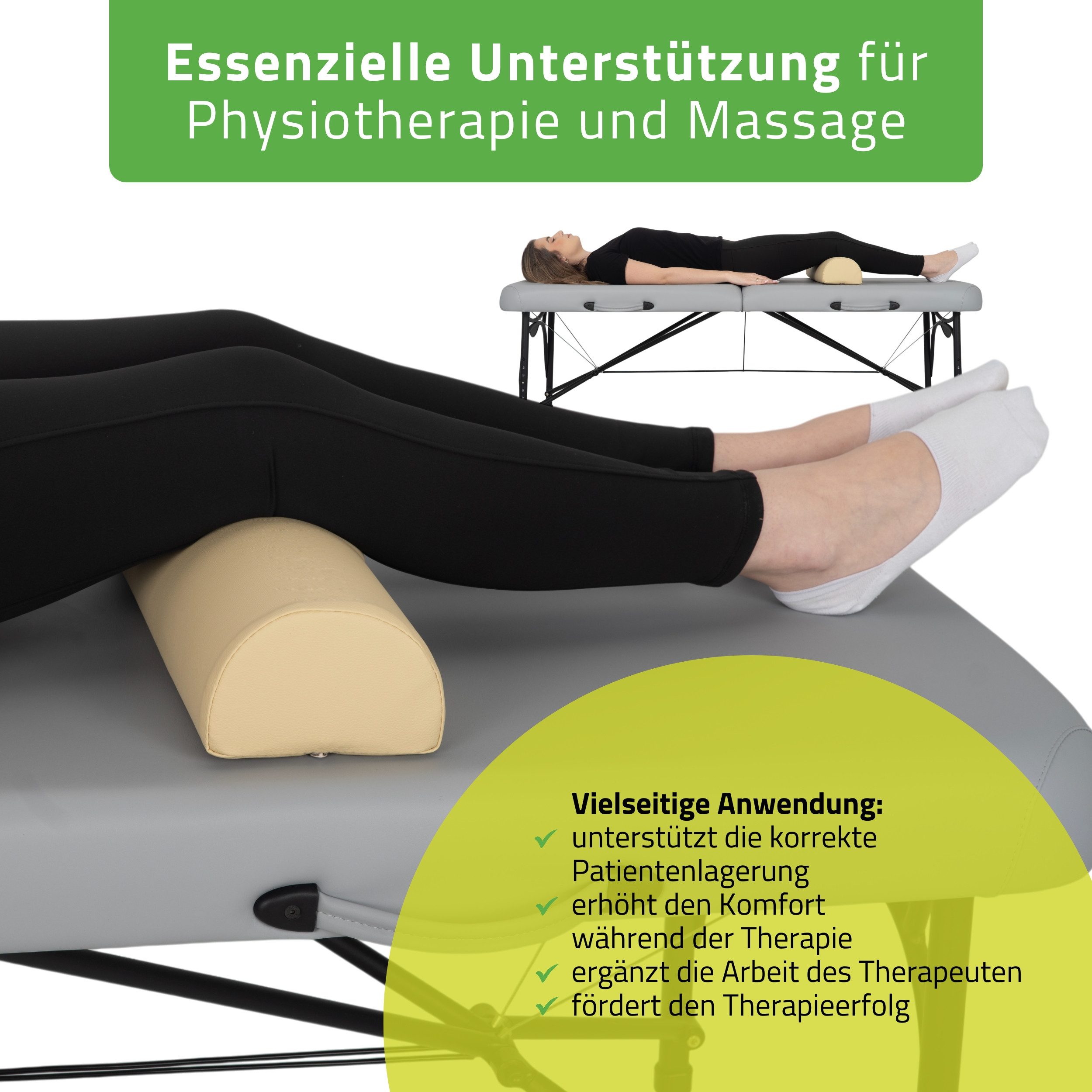 Habys Massageliege Halbrolle Knierolle Lagerungsrolle für Therapieliege 60x15x10cm Yoga