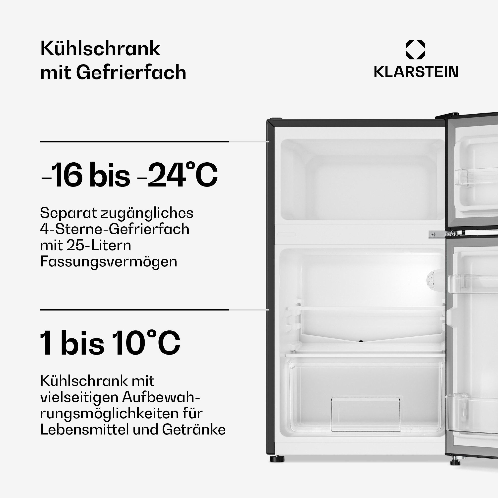 Klarstein Kühl-/Gefrierkombination 10045924, 84.5 cm hoch, 47 cm breit, Kühl-Gefrierschrank Mini Fridge Haus Getränkekühlschrank – Bild 5 von 5