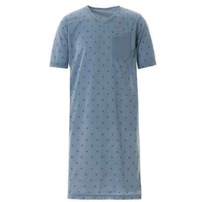 Lucky Nachthemd »Lucky Herren Nachthemd Kurzarm Raute V-Ausschnitt Tasche«