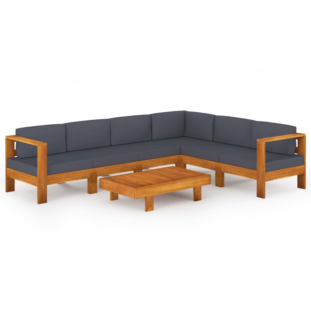 7-tlg. Garten-lounge-set Mit Dunkelgrauen Auflagen Akazienholz günstig online kaufen
