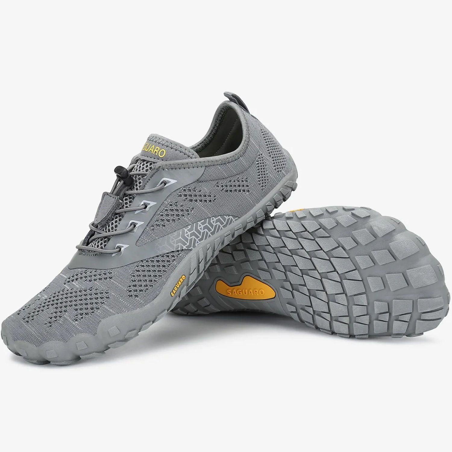 SAGUARO Barfußschuh (bequem, leicht, atmungsaktiv, rutschfest) Minimalschuhe Laufschuhe Sport-Schuhe Jogging Sneaker Trail-Running Grau 052