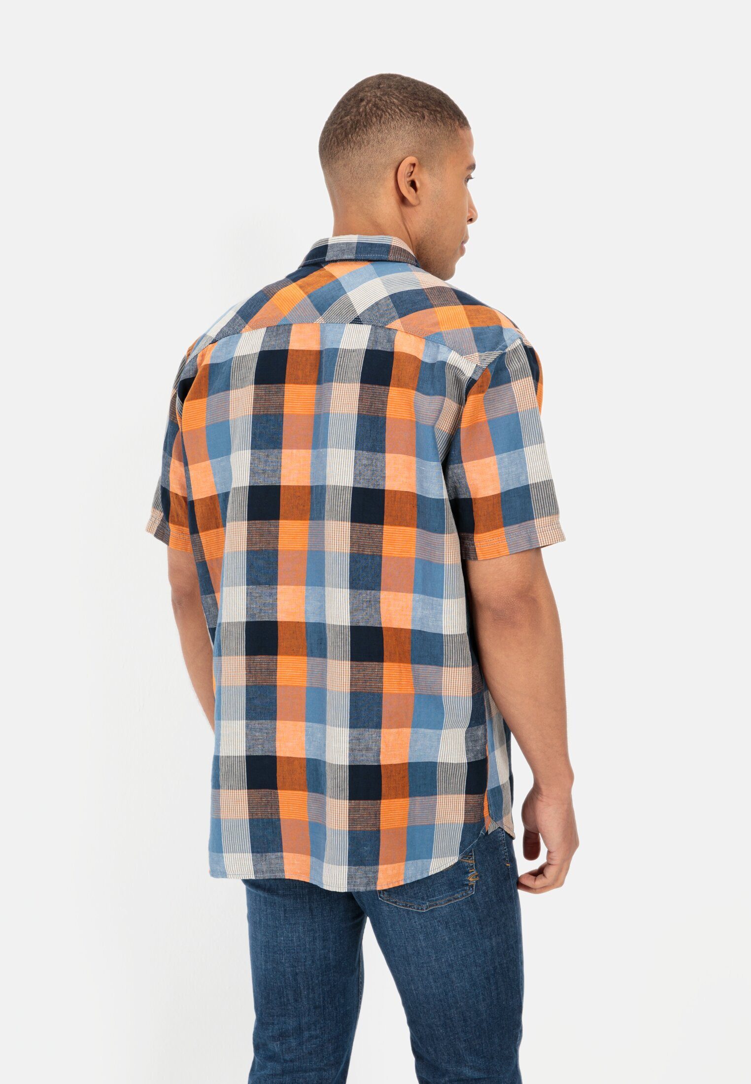 camel active Kurzarmhemd aus Leinenmix Kurzarm Button-Down Button-Down