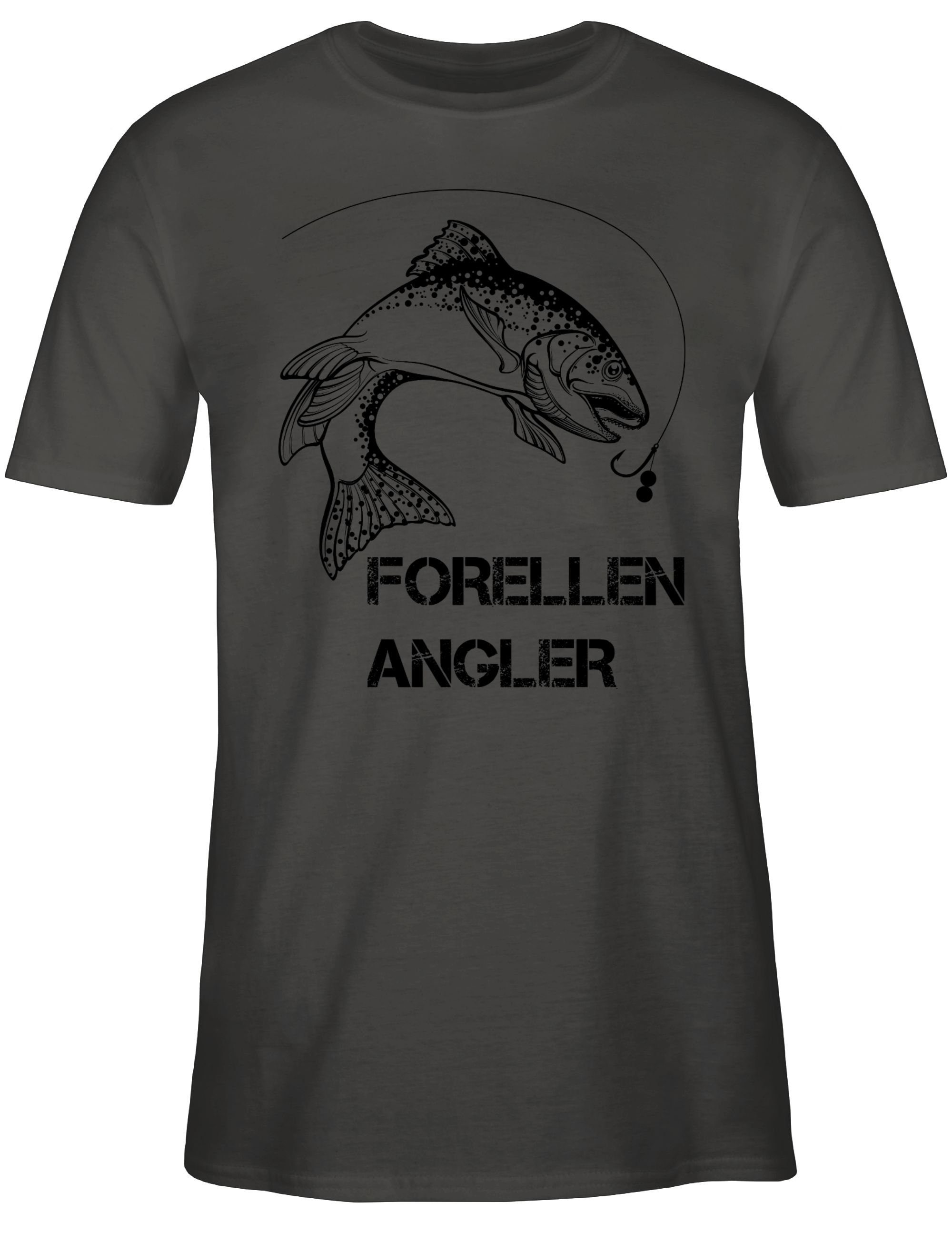 Shirtracer T-Shirt Forellenangler 2 Angler schwarz Dunkelgrau - Geschenke