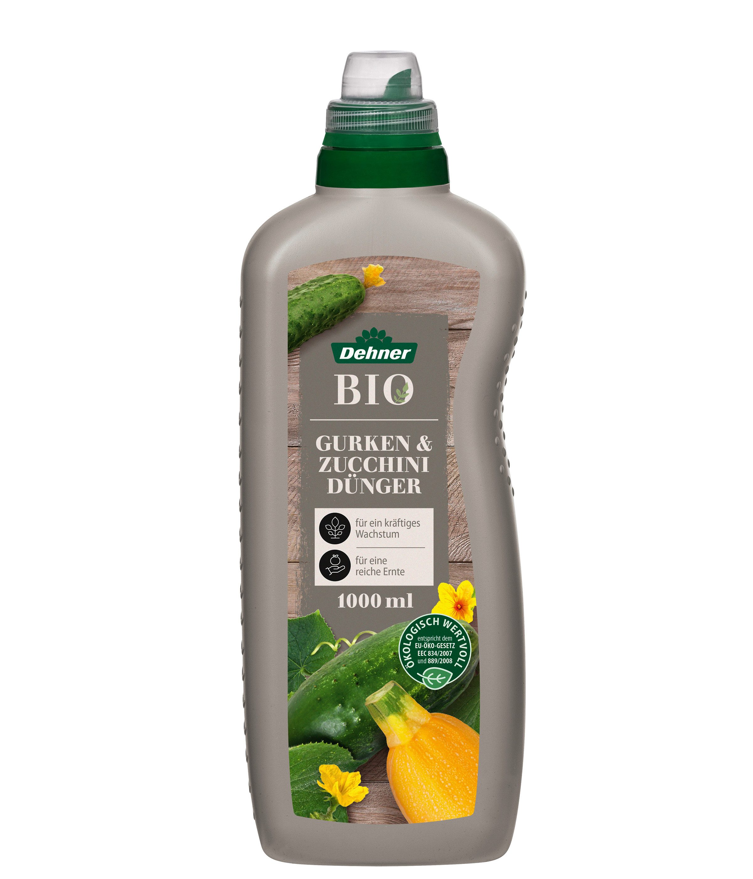 Dehner Gartendünger Gurken- und Zucchinidünger, flüssig, 1 l, für ca. 150, 150 l Gießwasser, organischer NK-Dünger, mit Spurennährstoffen