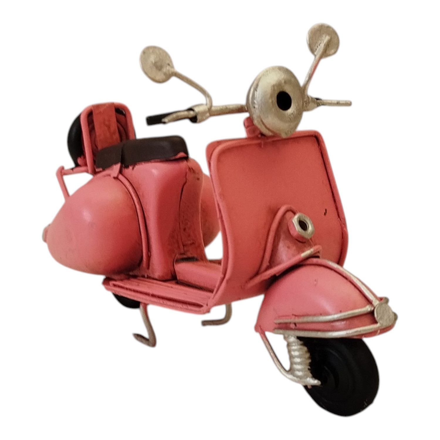 FTWdesign Dekofigur Retro Motorroller Dekoartikel aus Metall in rosa