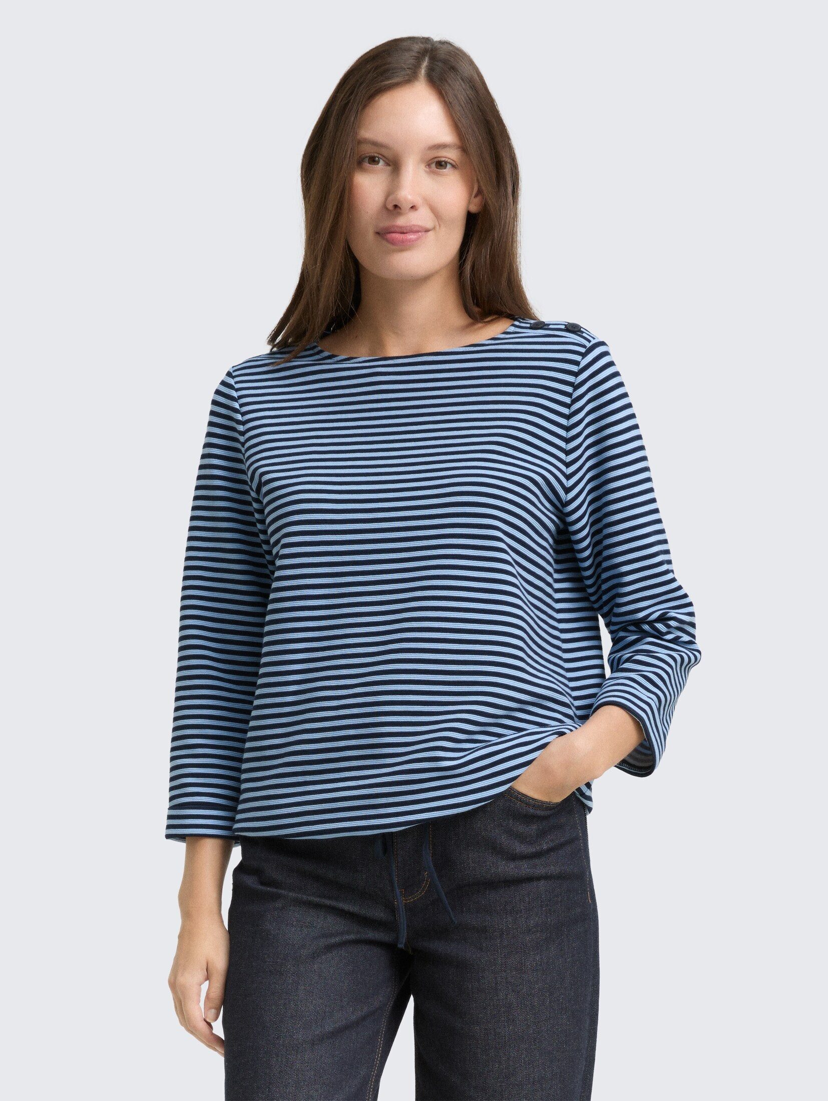 TOM TAILOR 3/4-Arm-Shirt T-Shirt Langarmshirt mit Knopf-Details günstig online kaufen