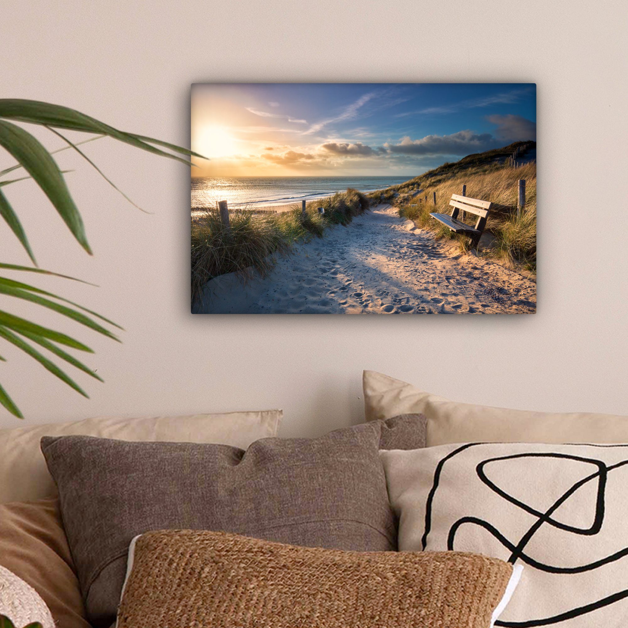 OneMillionCanvasses® Leinwandbild Sonnenuntergang - Strand - günstig online kaufen