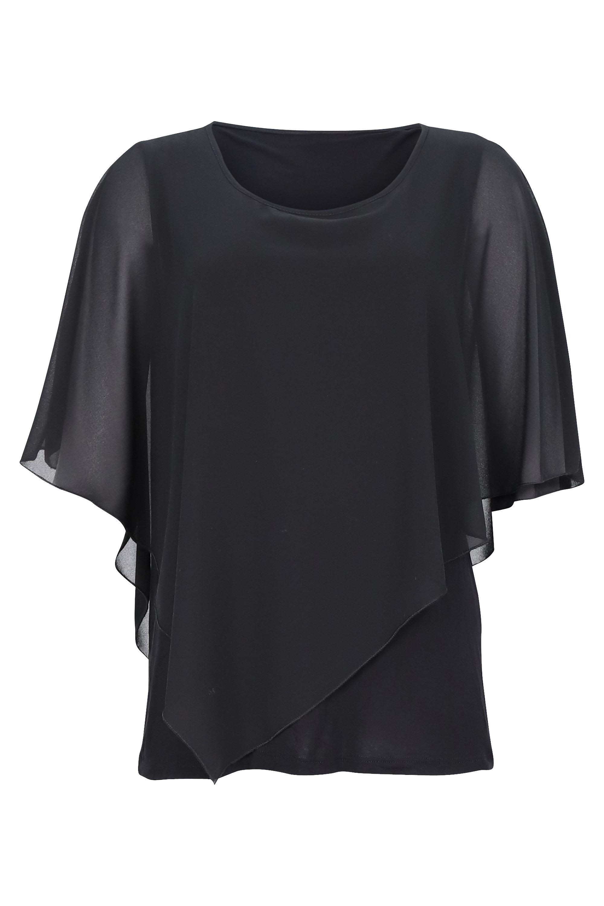 malito more than fashion Chiffonbluse malito Damen Chiffonbluse asymmetrisch 10732 Schlupfbluse Blusenshirt asymmetrisch geschnitten Einheitsgröße