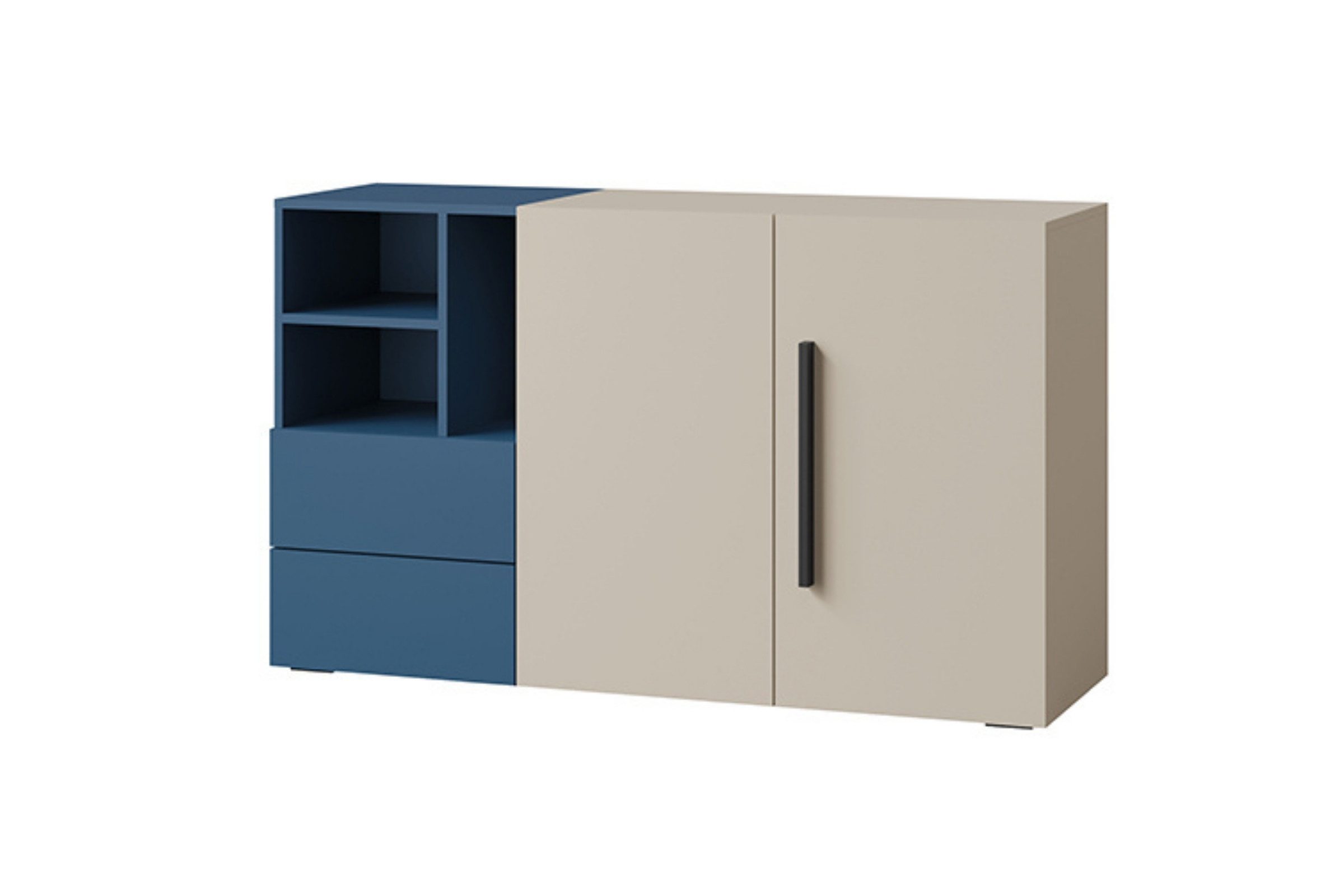 Deine Möbel 24 Kommode LIMA 07 Sideboard, 135 cm breit, mit 2 Türen, 2 Schubladen und Fächern (LIMA - Kollektion, 1 St., ideal für Kinderzimmer & Jugendzimmer), Soft-Close, Push-to-Open, Jugendzimmer-Kommode