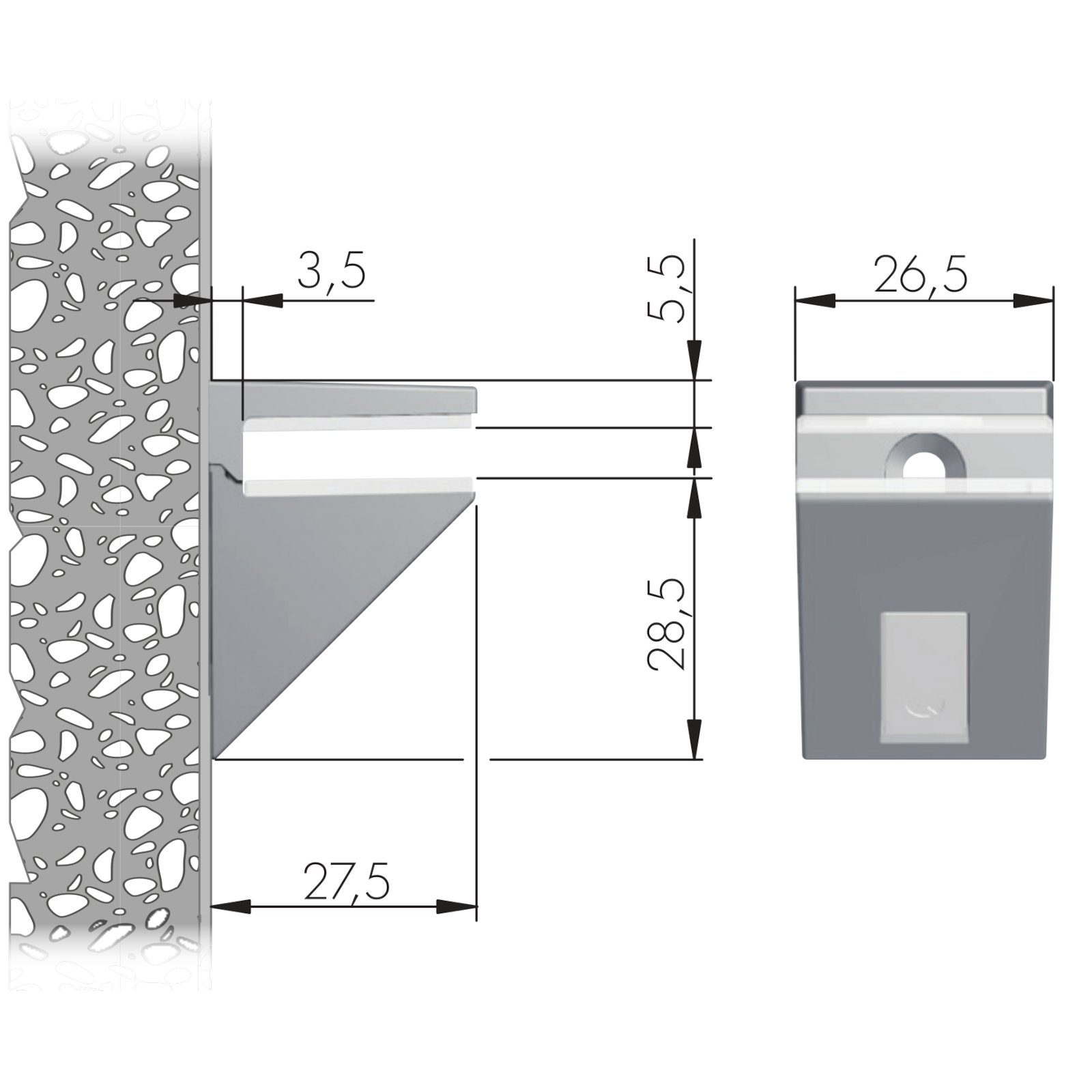 SO-TECH® Möbelbeschlag Regalbodenträger St), schwarz Glasbodenträger matt KALABRONE verdeckte (1 MINI Montage