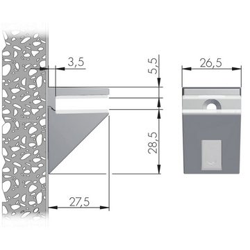 SO-TECH® Möbelbeschlag Regalbodenträger Glasbodenträger KALABRONE MINI (1 St), verdeckte Montage, schwarz matt