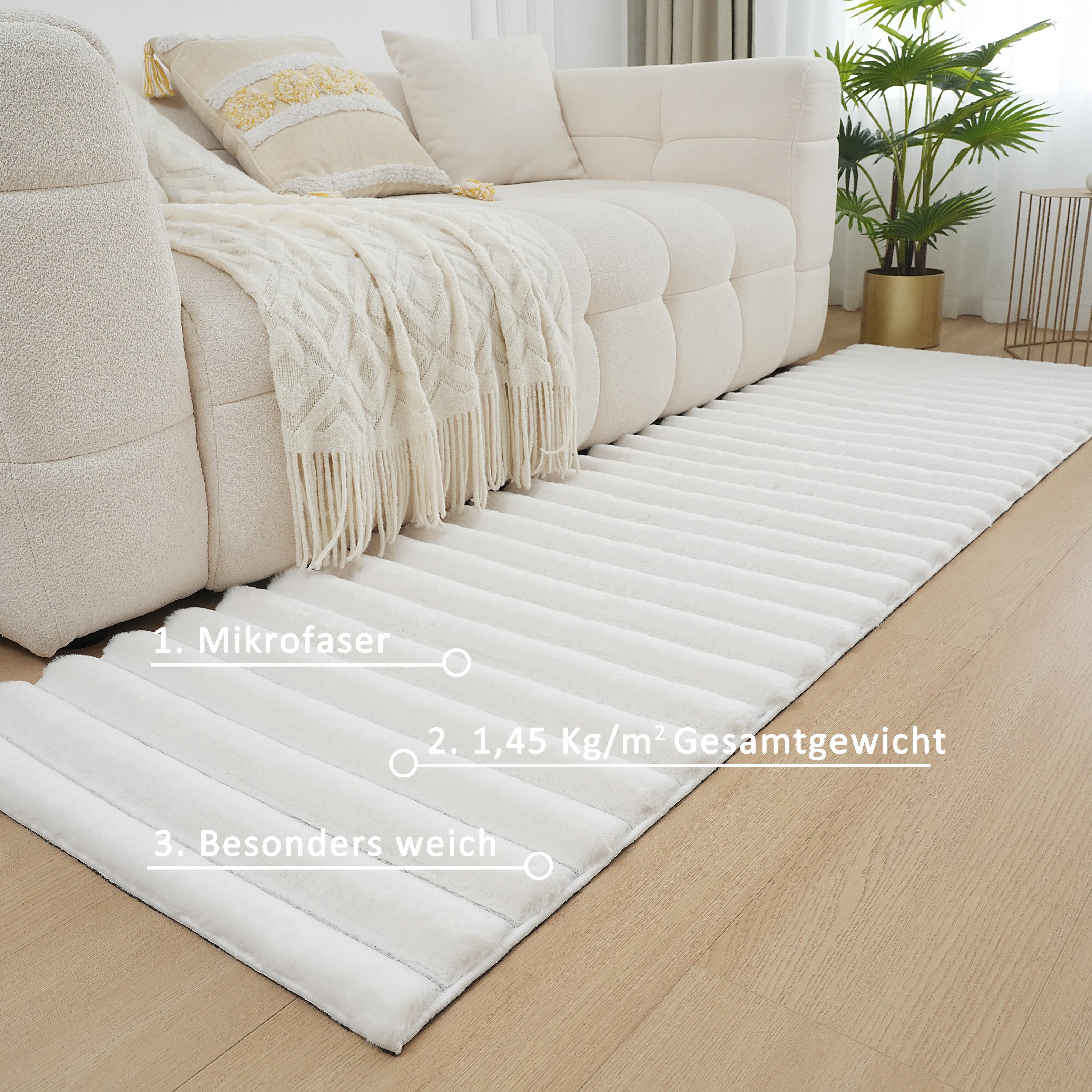 OTTO home Teppich Melanie, Kunstfellteppich, besonders weich, Hoch-Tief-Effekt, rechteckig, Höhe: 28 mm, Kaninchenfell Optik, Wohnzimmer, Schlafzimmer, auch als Läufer
