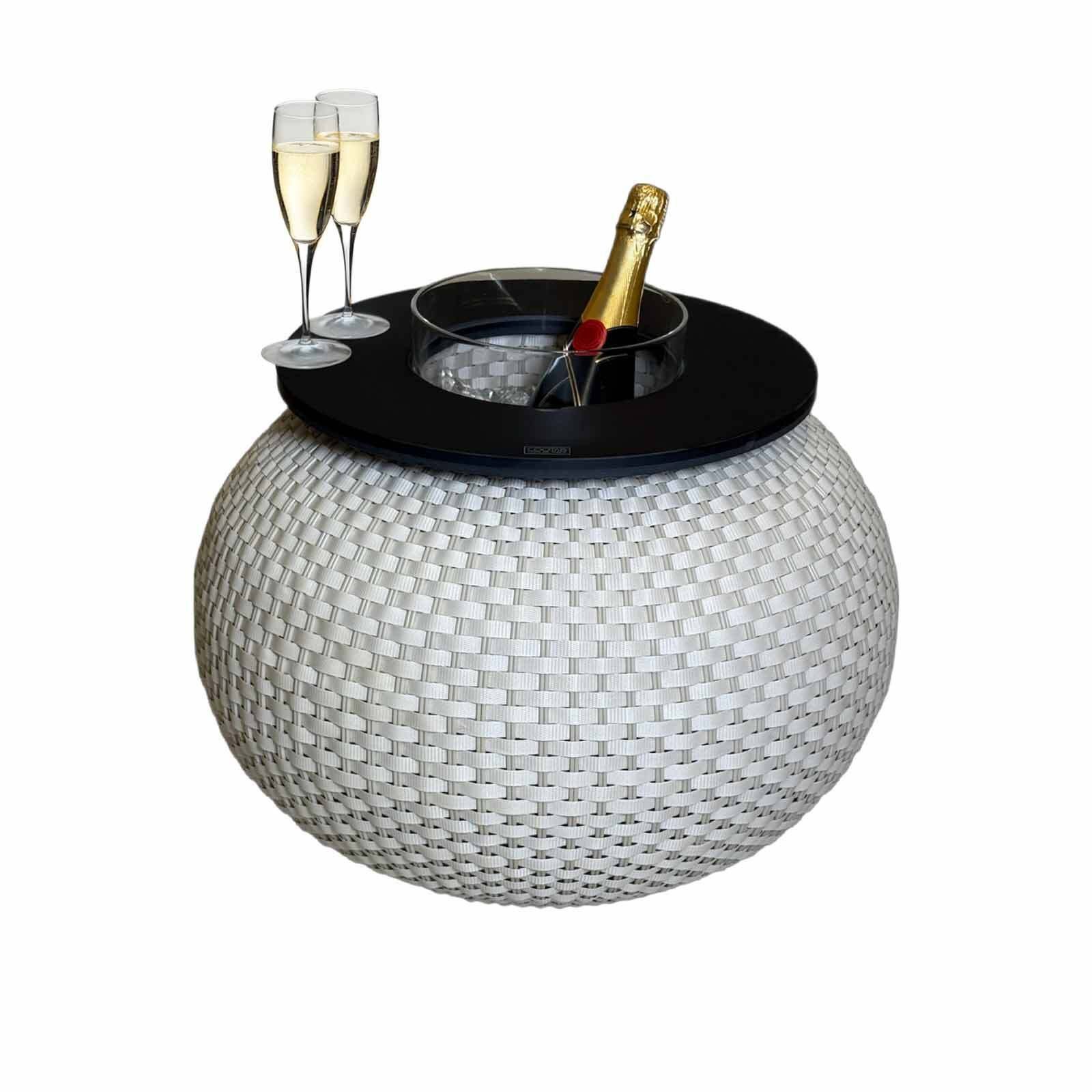 COOTAB Cooler Table Beistelltisch Milano Beistelltisch mit Acryl-Kühler 40 cm (1-St), Wetterfest, Pflegeleicht, Hitzebeständig, Verstellbare Füße