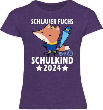 Shirtracer T-Shirt Schlauer Fuchs Schulkind 2024 Einschulung Mädchen