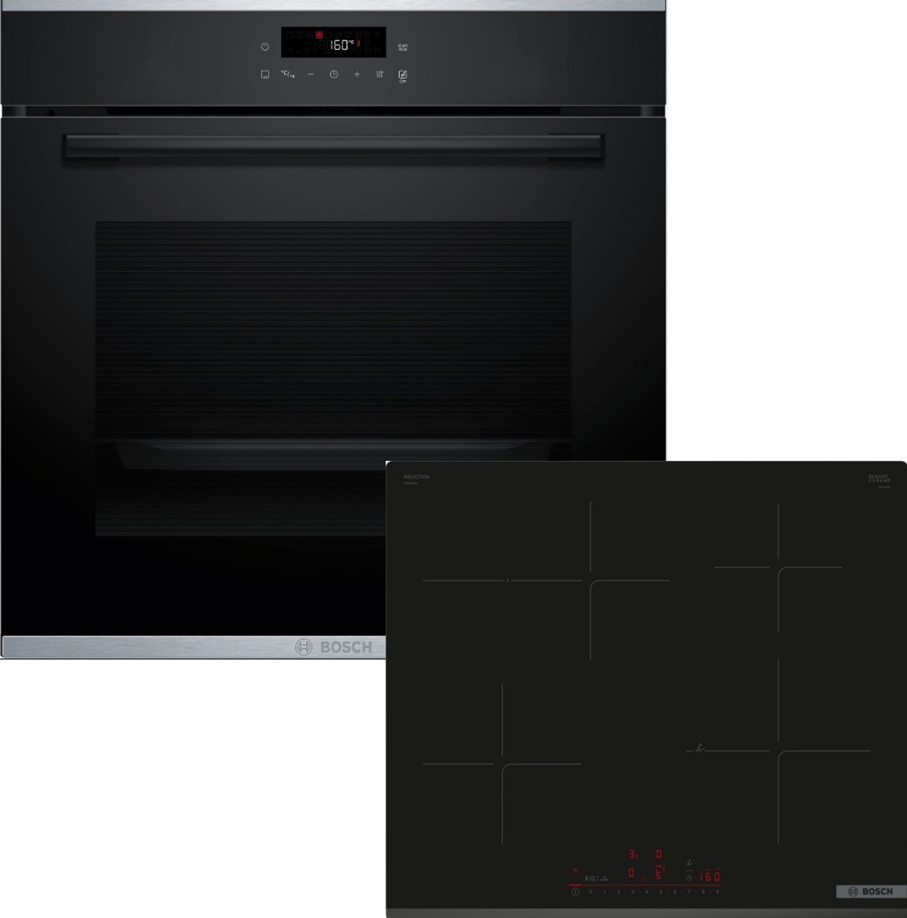 BOSCH Backofen-Set 4 HBA271BB3 + PIF63KHC1E + HEZ538000, mit nachrüstbar, AutoPilot, Halogen-Innenbeleuchtung