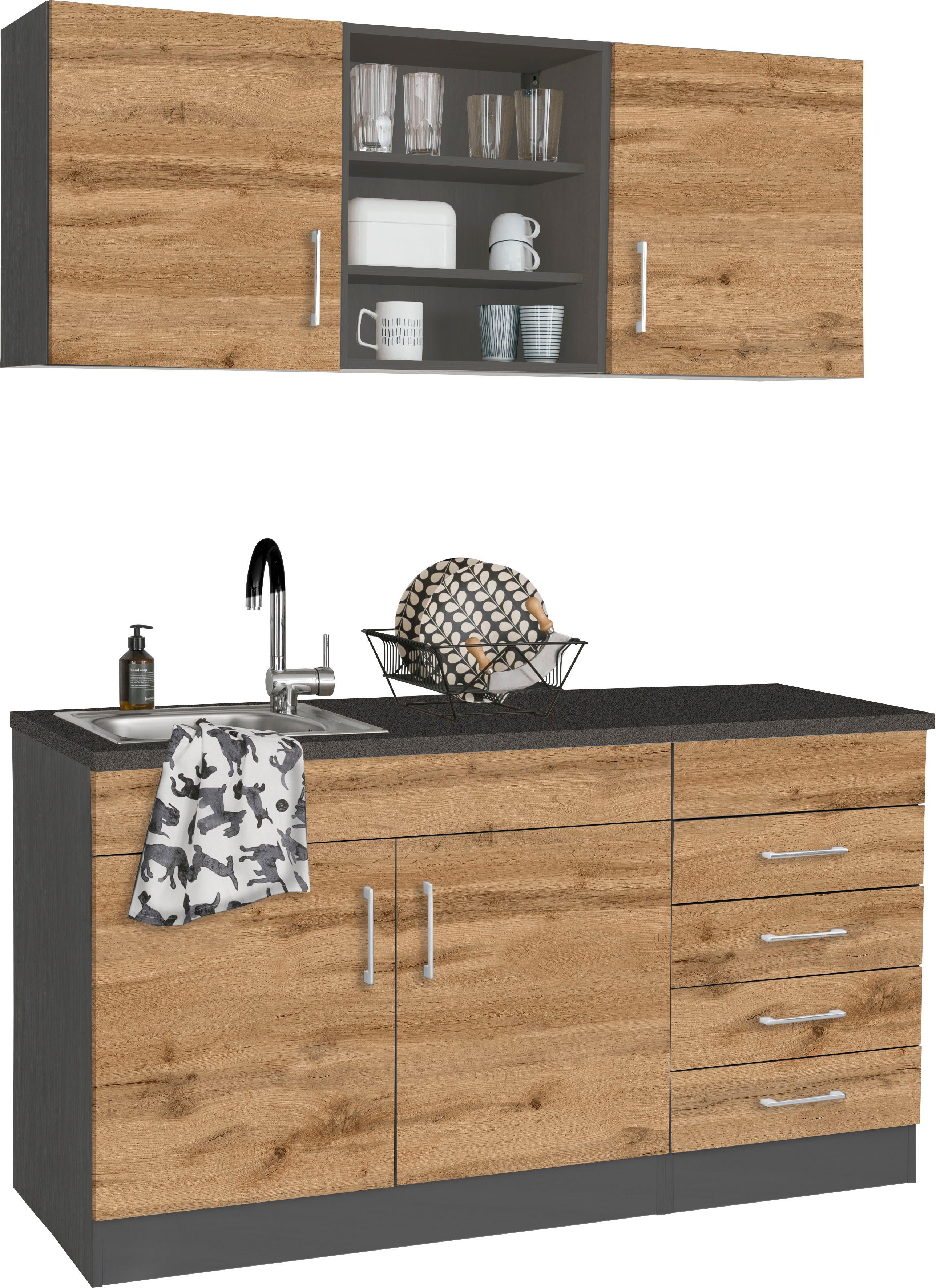 KOCHSTATION Pantryküche KS-Mali, Breite 150 cm, wahlweise mit E-Geräten günstig online kaufen