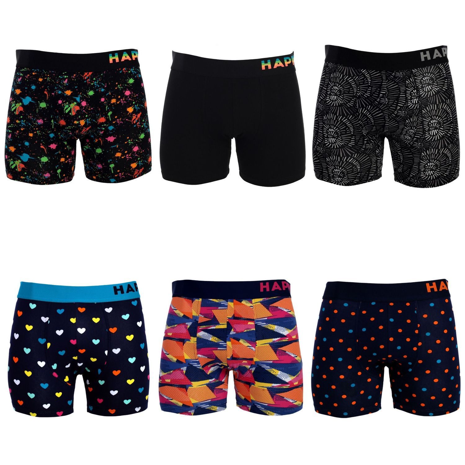 HAPPY SHORTS Boxershorts HAPPY SHORTS Herren Boxershorts 6er Pack Desortiert Surprise Pack (1-St)