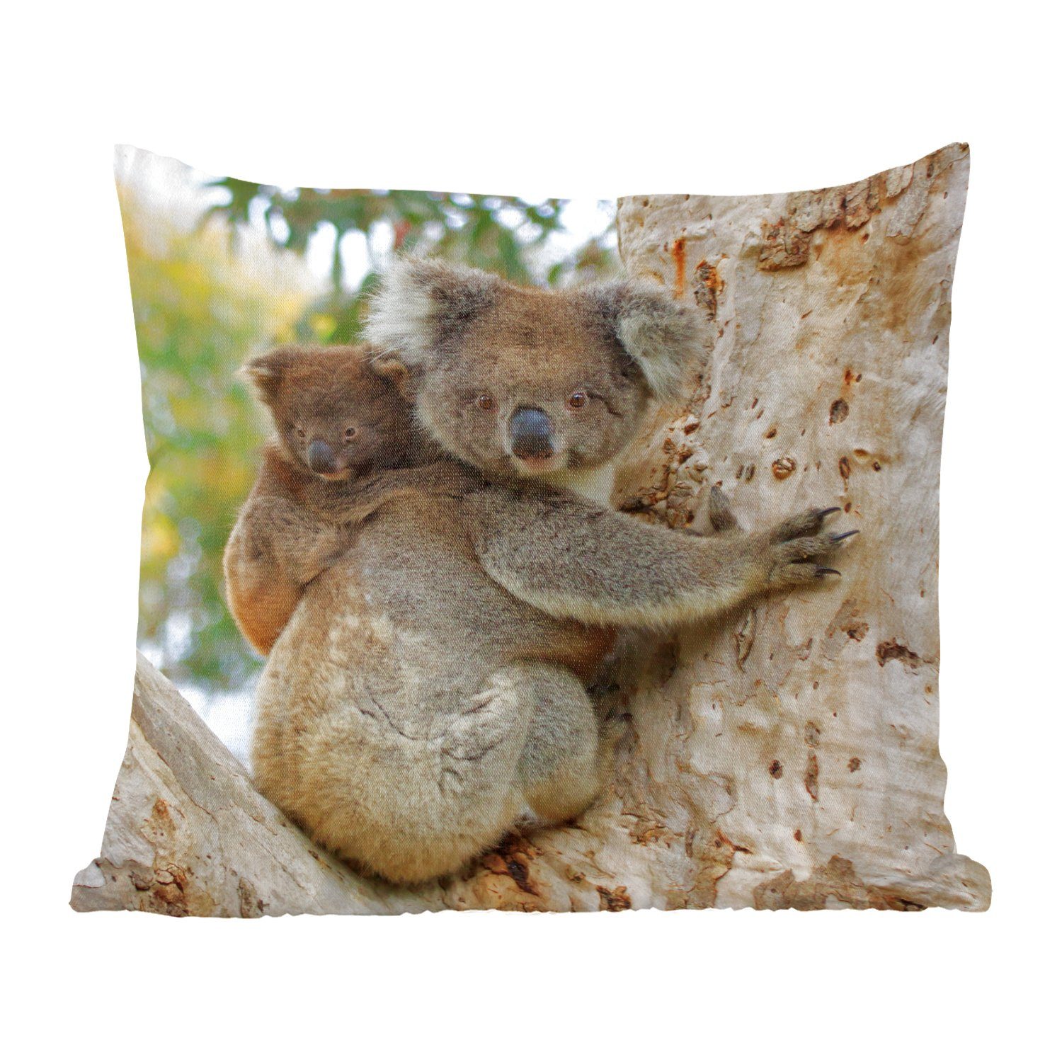 MuchoWow Dekokissen Koalas - Kind - Baum - Jungen - Mädchen, Zierkissen mit Füllung für Wohzimmer, Schlafzimmer, Deko, Sofakissen