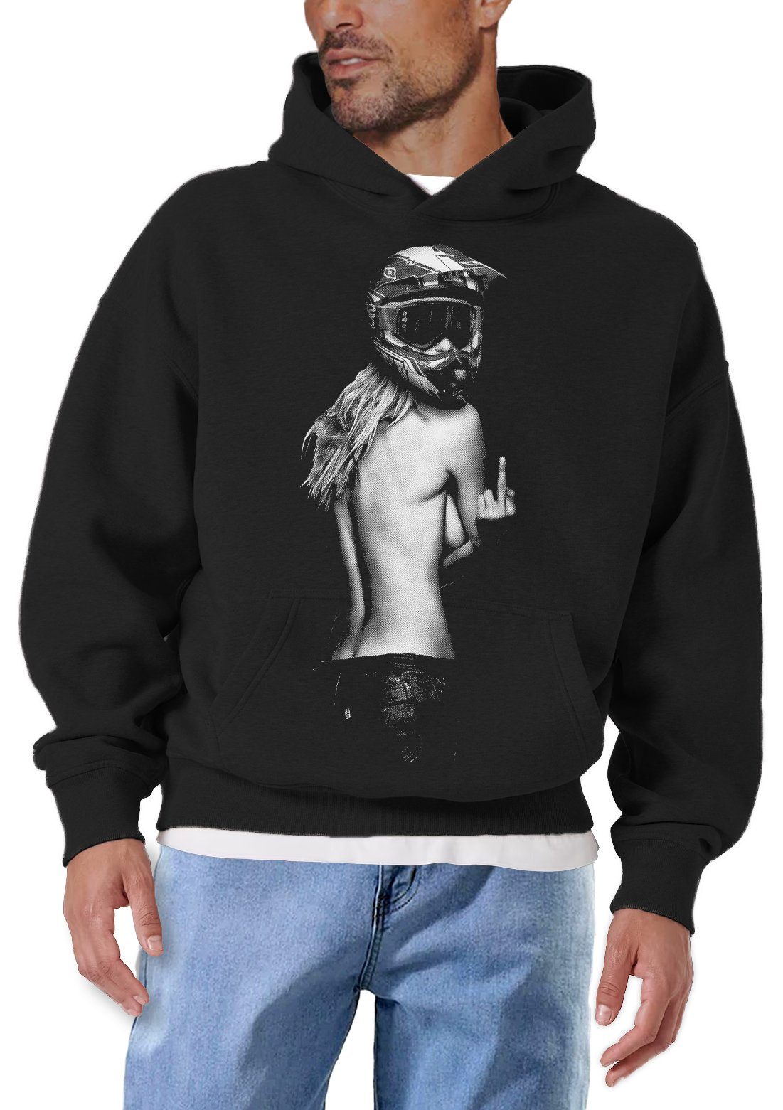 MAKAYA Helm Biker Motorradfahrer Sweatshirt Herren Kapuzenpullover Motorrad Geschenke Kapuze