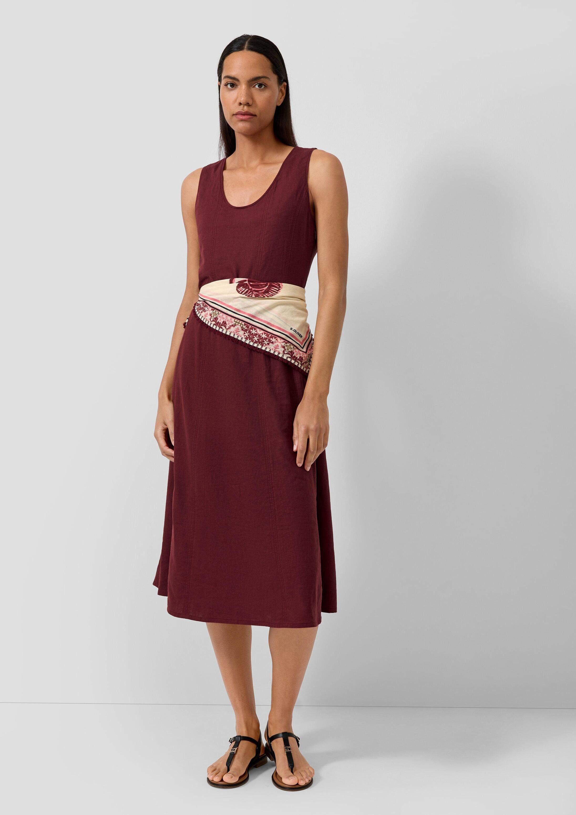 s.Oliver Midikleid Kleid Midi-Kleid aus Leinenmix