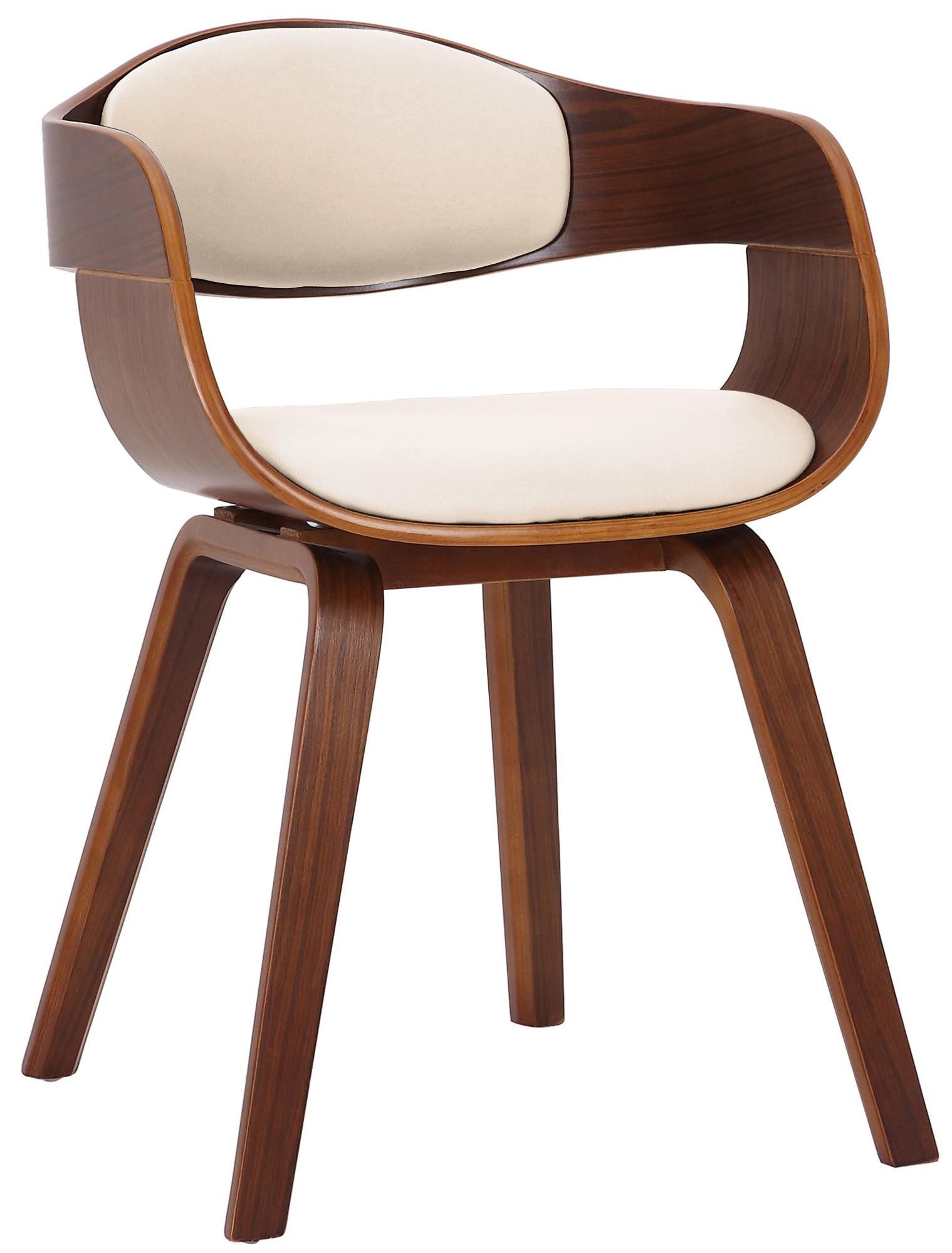 furnicato Besucherstuhl Kingston 46x49x73 cm walnuss/creme (1 St)