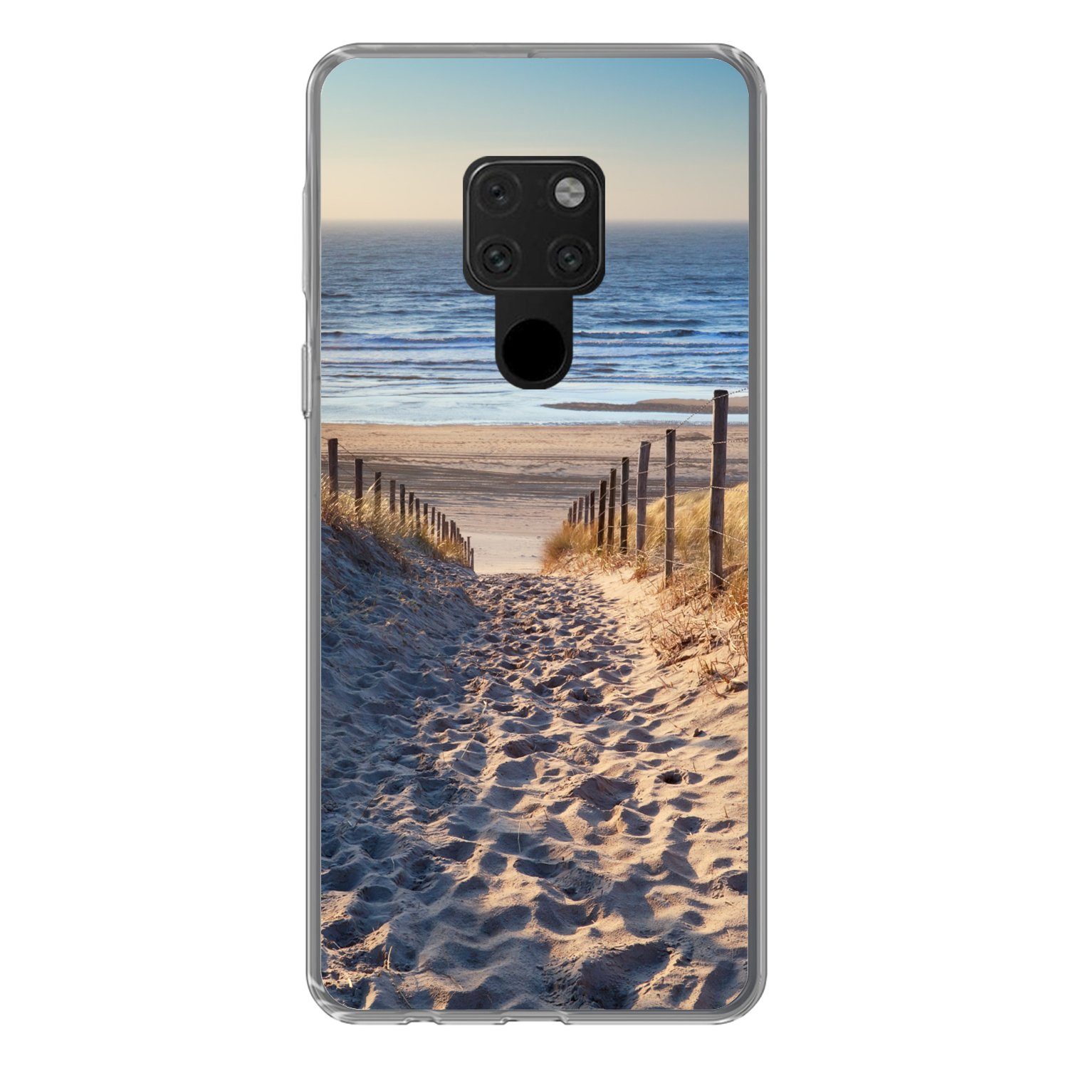 MuchoWow Handyhülle für Huawei P40 Lite Strand - Meer - Niederlande - Dünen - Sonne, Handy Case, Silikon, Bumper Case Dünn