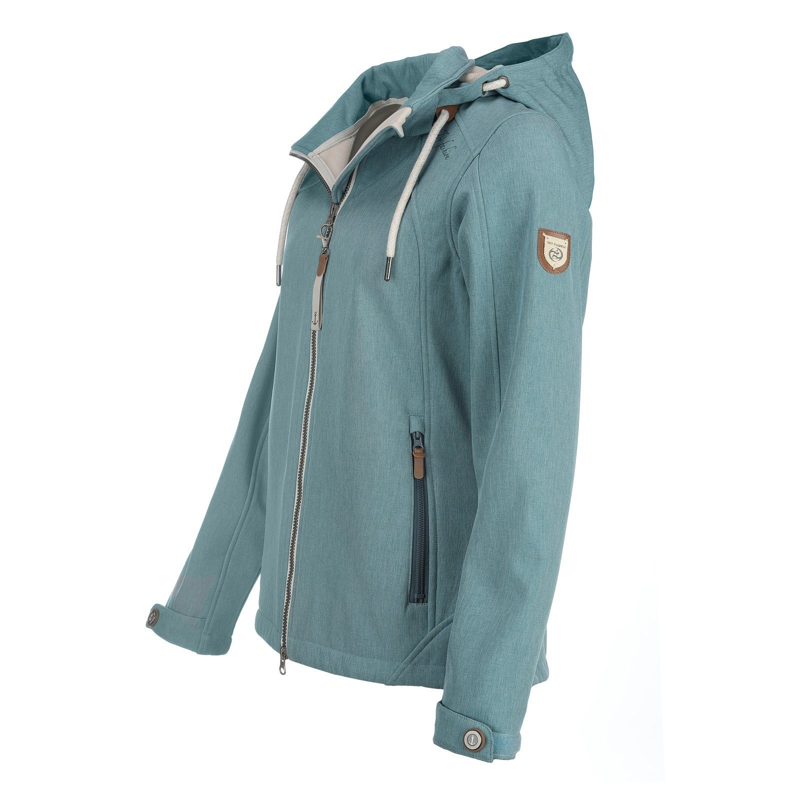 Dry Fashion Softshelljacke Damp Damen Jacke Damp meliert mit Kapuze - atmungsaktiv & wasserabweisend