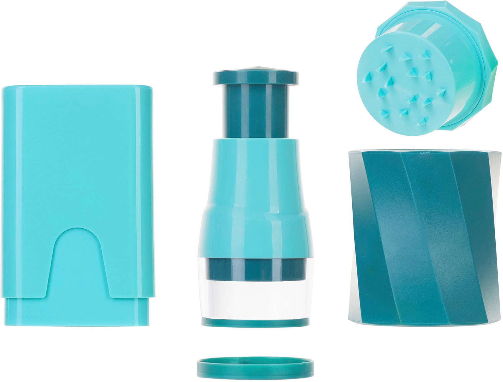 Genius Gemüseschneider Genius Minis, Kombi-Set inkl. Edelstahl-Schüsseln, Set 19-tlg., 3 Schüsseln mit Deckel, Multihacker, Multischneider, Spiralschneider