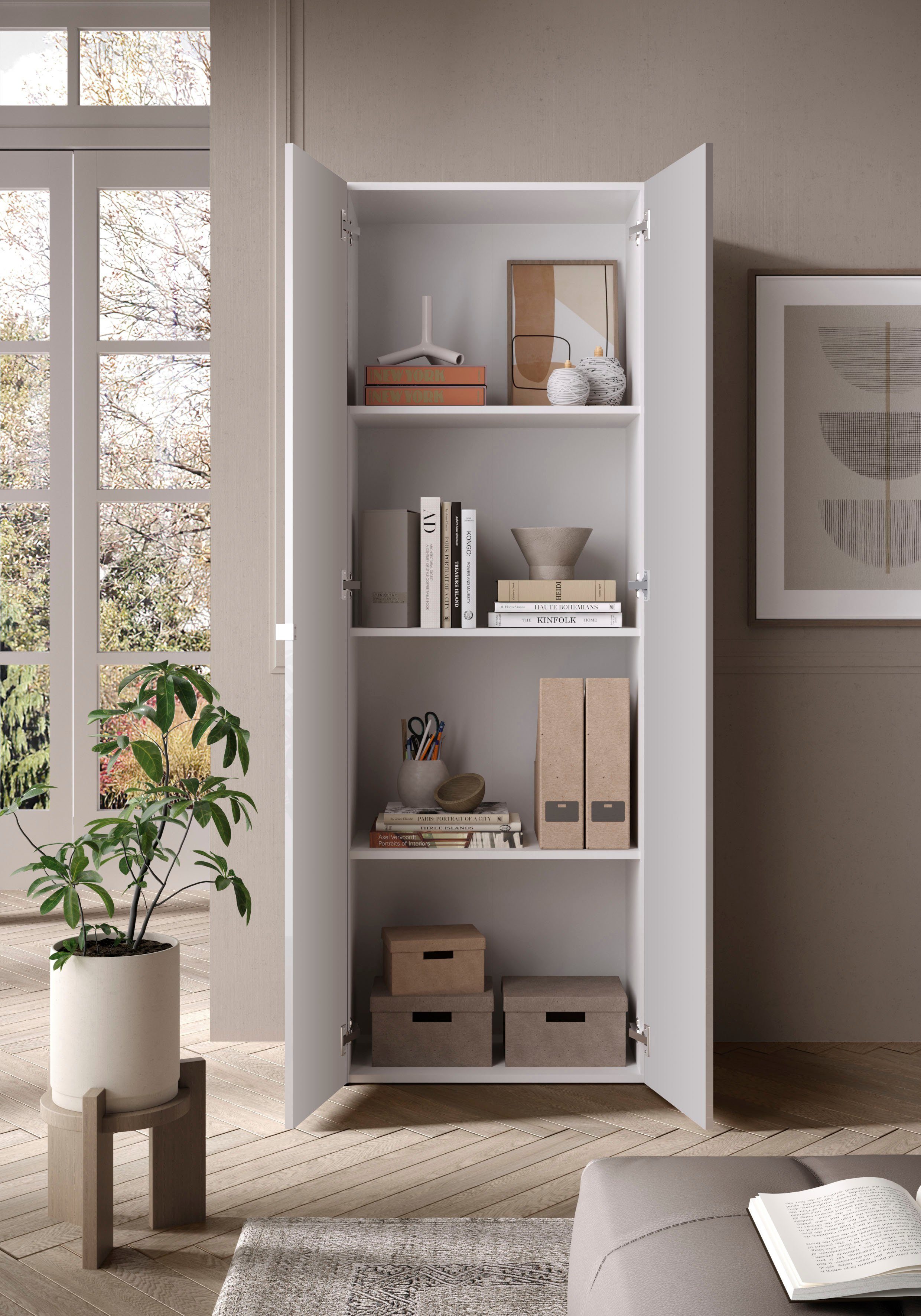 OTTO home Aktenschrank Basic, Büroschrank mit 2 Türen (innen 3 Einlegeböden), hoher Mehrzweckschrank in verschiedenen Farben, B 63 x H 184 cm