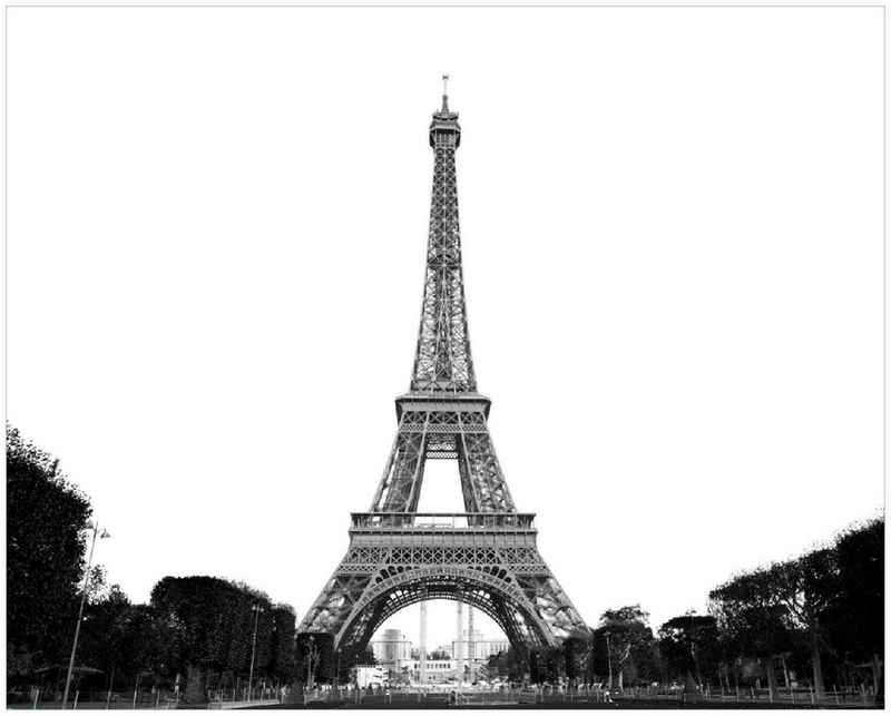 Wallario Poster, Eiffelturm in Paris - schwarz weiß, in verschiedenen Ausführungen
