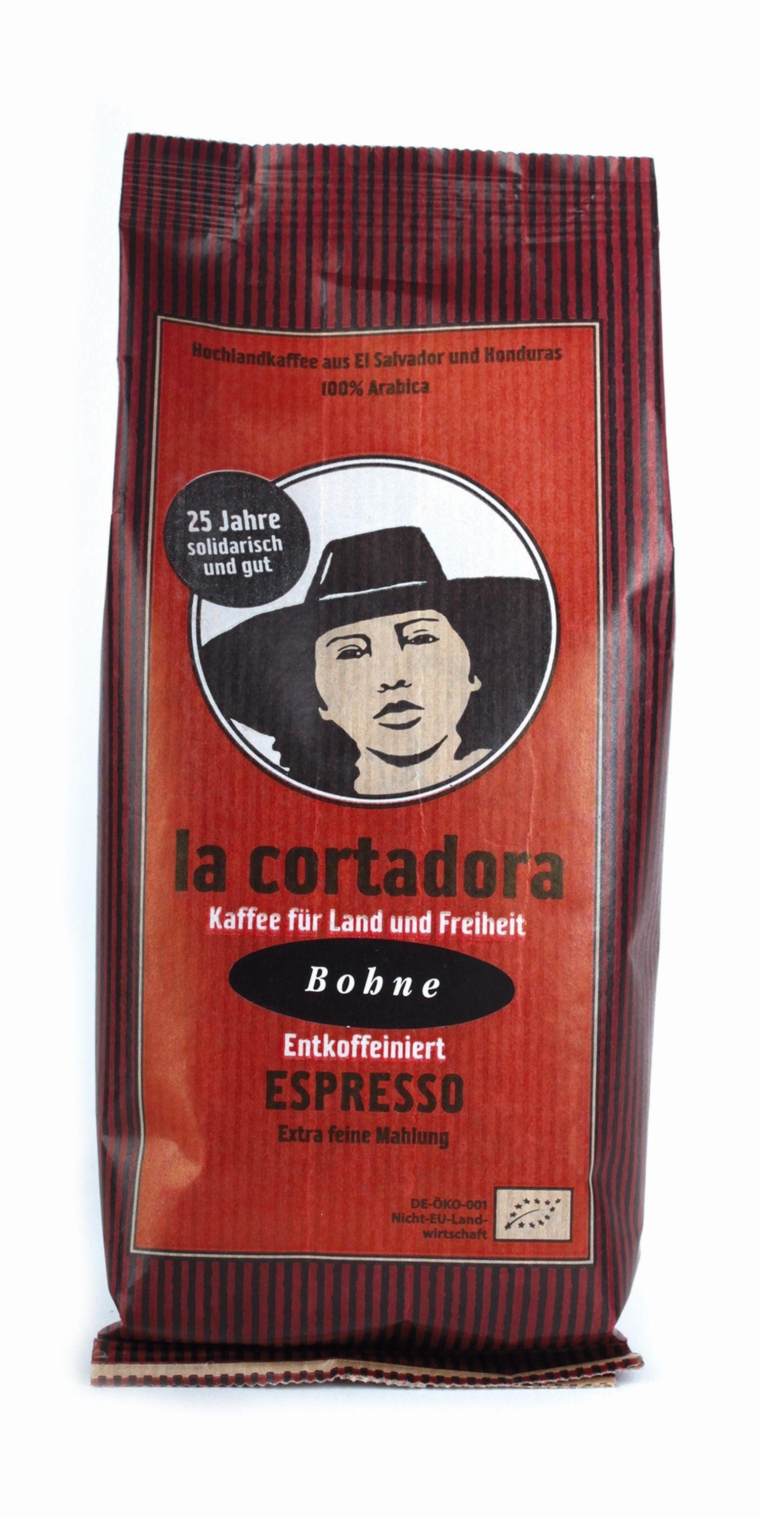 El Puente Kaffee Cortadora Bio-Espressobohnen 200 g entkoffeiniert, Fair Trade, Bio, Handmade