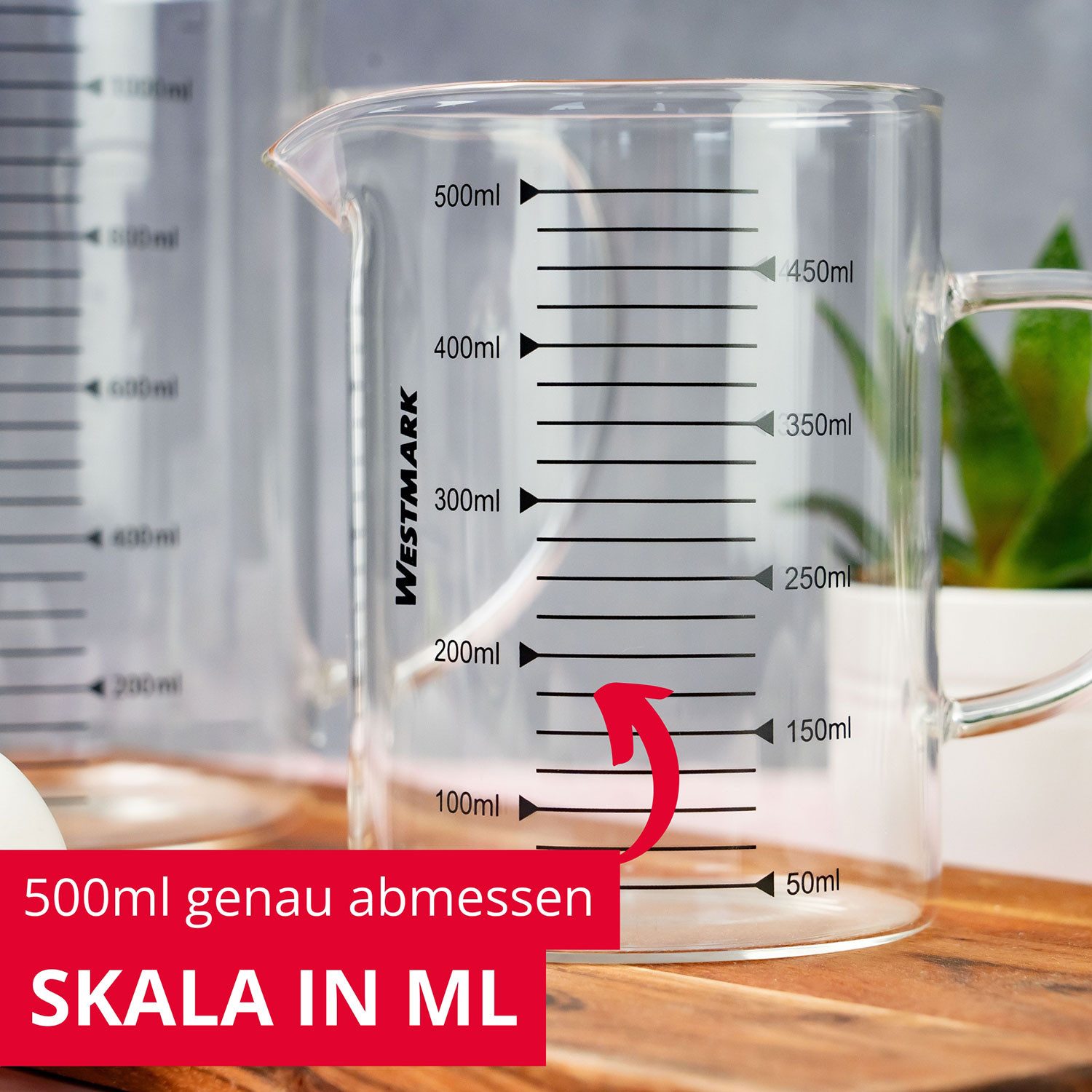 WESTMARK Messbecher aus Glas – mikrowellengeeignet, temperaturbeständig, 0,5 Liter, Glas
