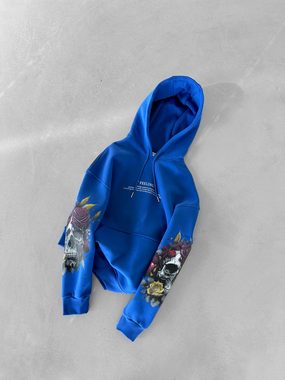 Abluka Hoodie OVERSIZE SKULL ROSE HOODIE BLUE