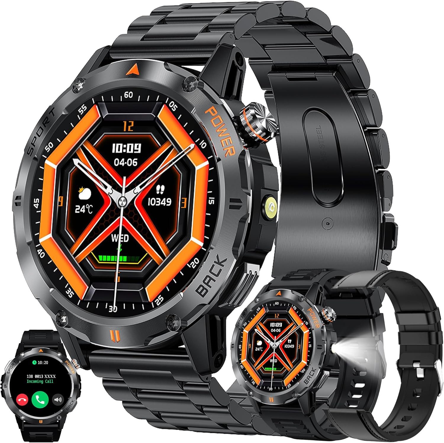 MYSHUN Smartwatch (4,1 cm, android ios), Smartwatch mit 1.53" HD Display, Bluetooth Telefonie und 123 Sportmodi