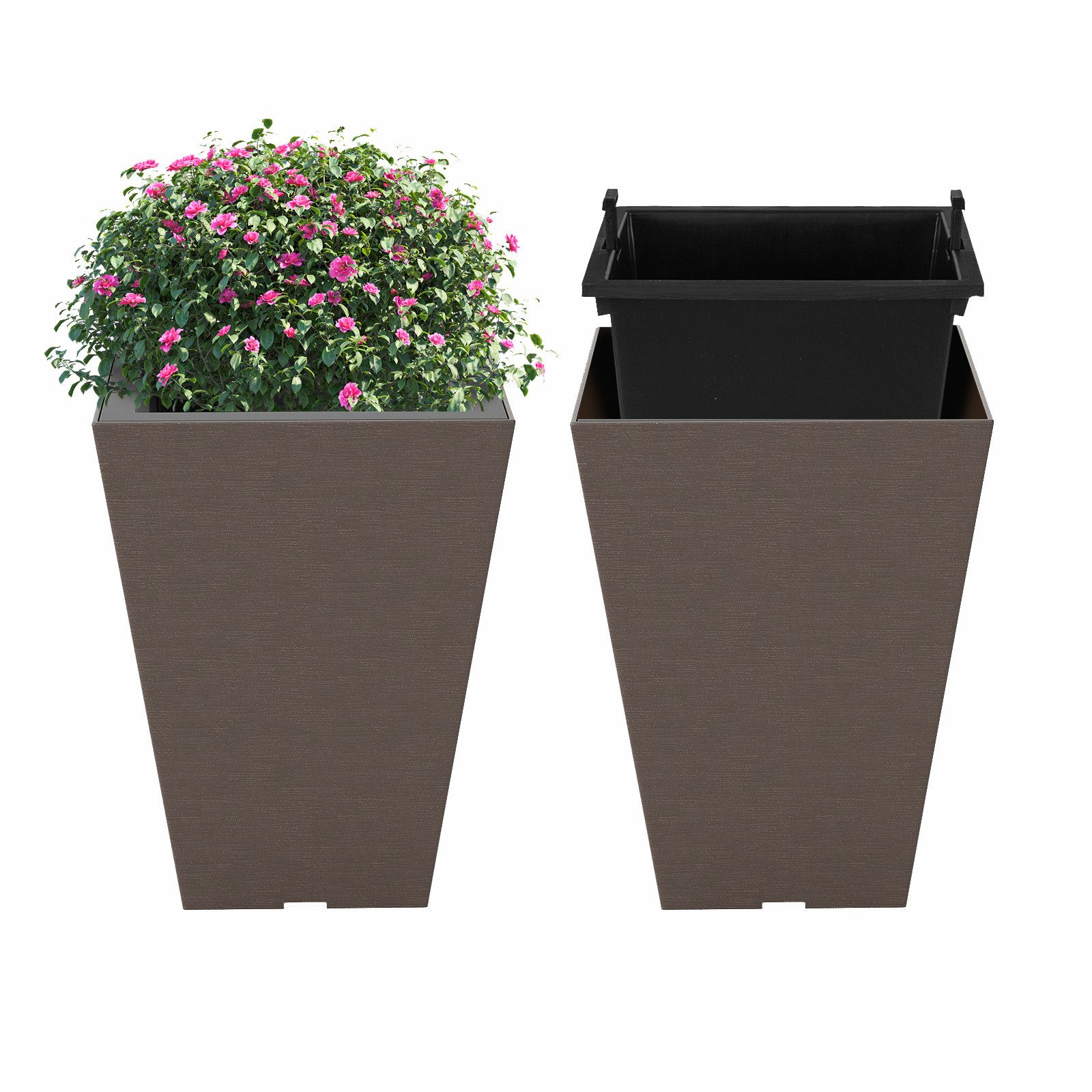 KOMFOTTEU Blumentopf (2 St), Blumenkübel Pflanzkübel mit herausnehmbarem Innentopf
