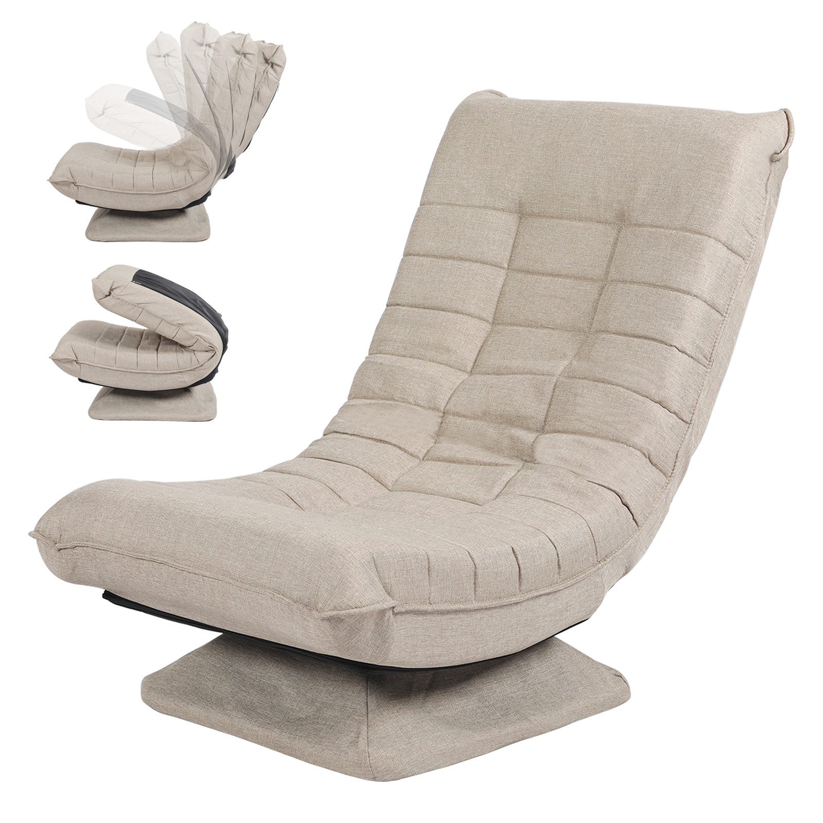 TWSOUL Relaxsessel ergonomisch, 360° drehbar & klappbar, verstellbare Rückenlehne, gepolsterter Lesesessel bis 150 kg