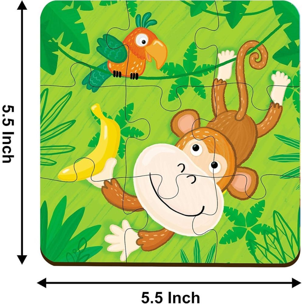 Webby Toys Puzzle 4 Holzpuzzles mit je 9 Teilen – insgesamt 36 Teile., 36 Puzzleteile, Sicheres, umweltfreundliches Holz für interaktives Spielen