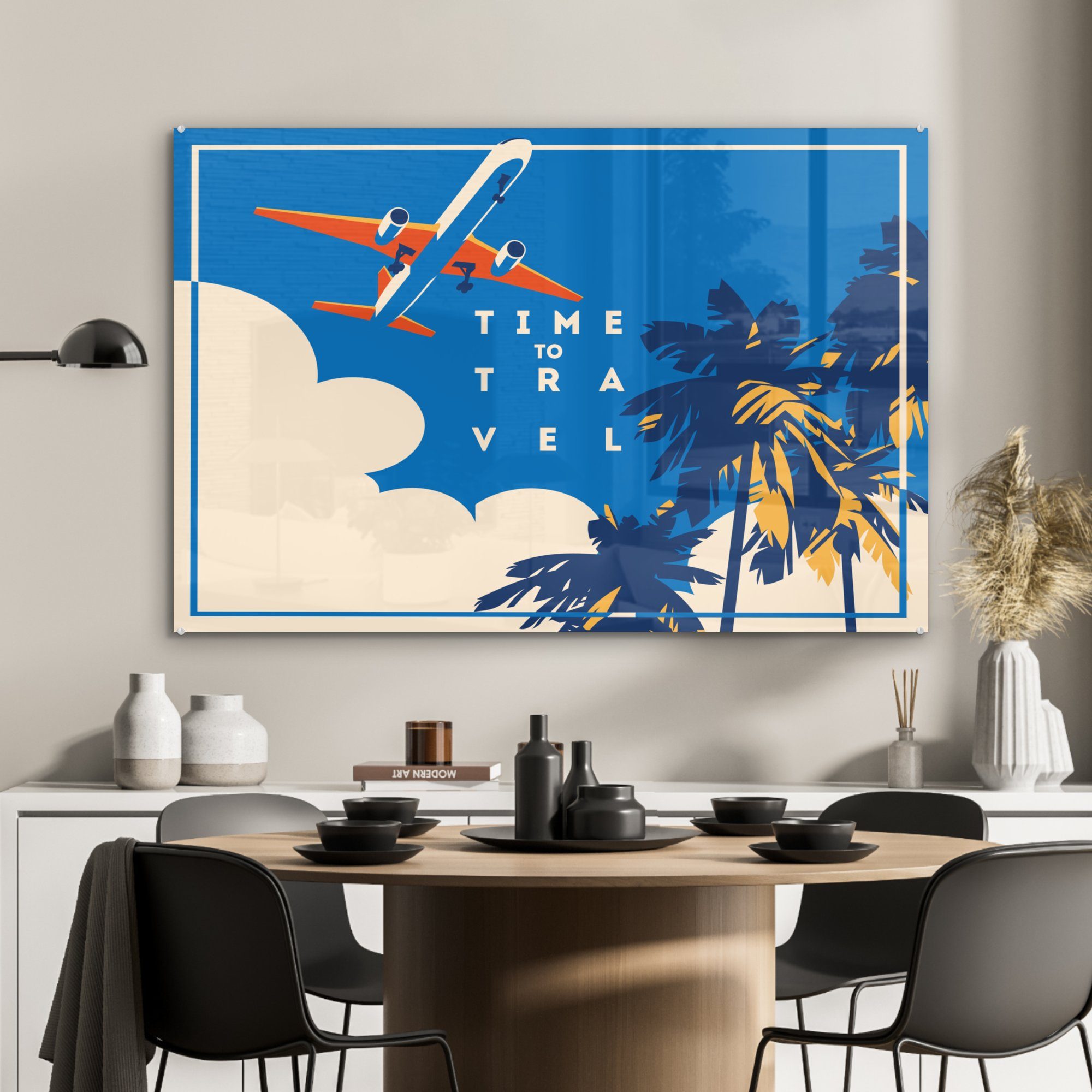 Acrylglasbild Wohnzimmer Flugzeug - Urlaub & (1 Zitat, Schlafzimmer MuchoWow - St), Acrylglasbilder