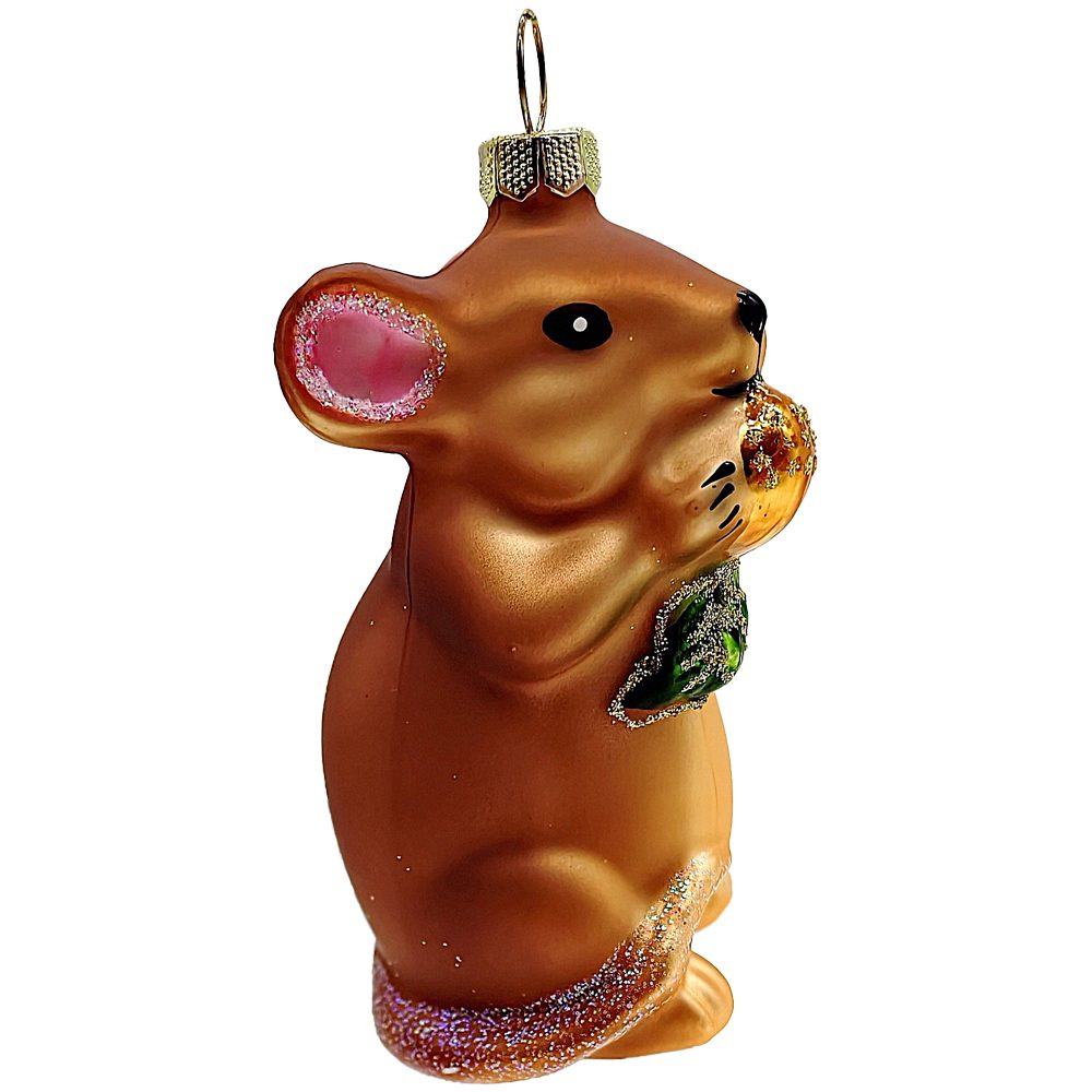 Holly & Jolly Christbaumschmuck Maus, braunes Mäuschen, 8cm (1-tlg), mundgeblasen, handbemalt
