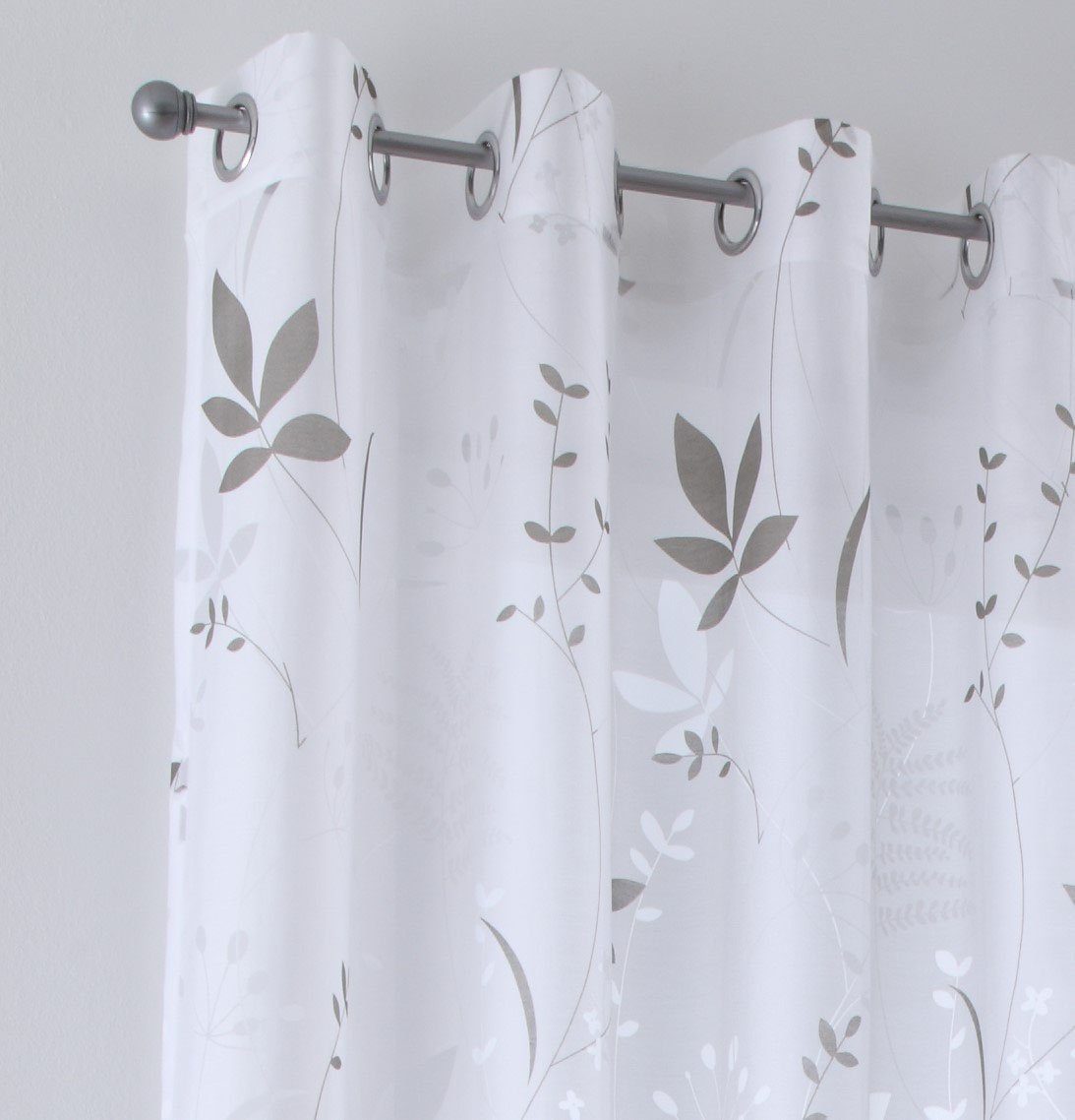 Vorhang Dandelion, Kutti, (1 Baumwolle-Polyester, St), bedruckt Ösen halbtransparent, Gardine halbtransparent, Ausbrenner, Baumwolloptik
