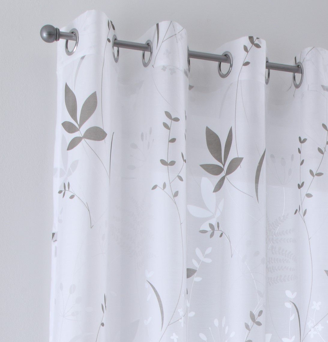 Kutti Vorhang Dandelion (1 St), Ösen, halbtransparent, Baumwolloptik, Gardine halbtransparent, Ausbrenner, Baumwolle-Polyester, bedruckt