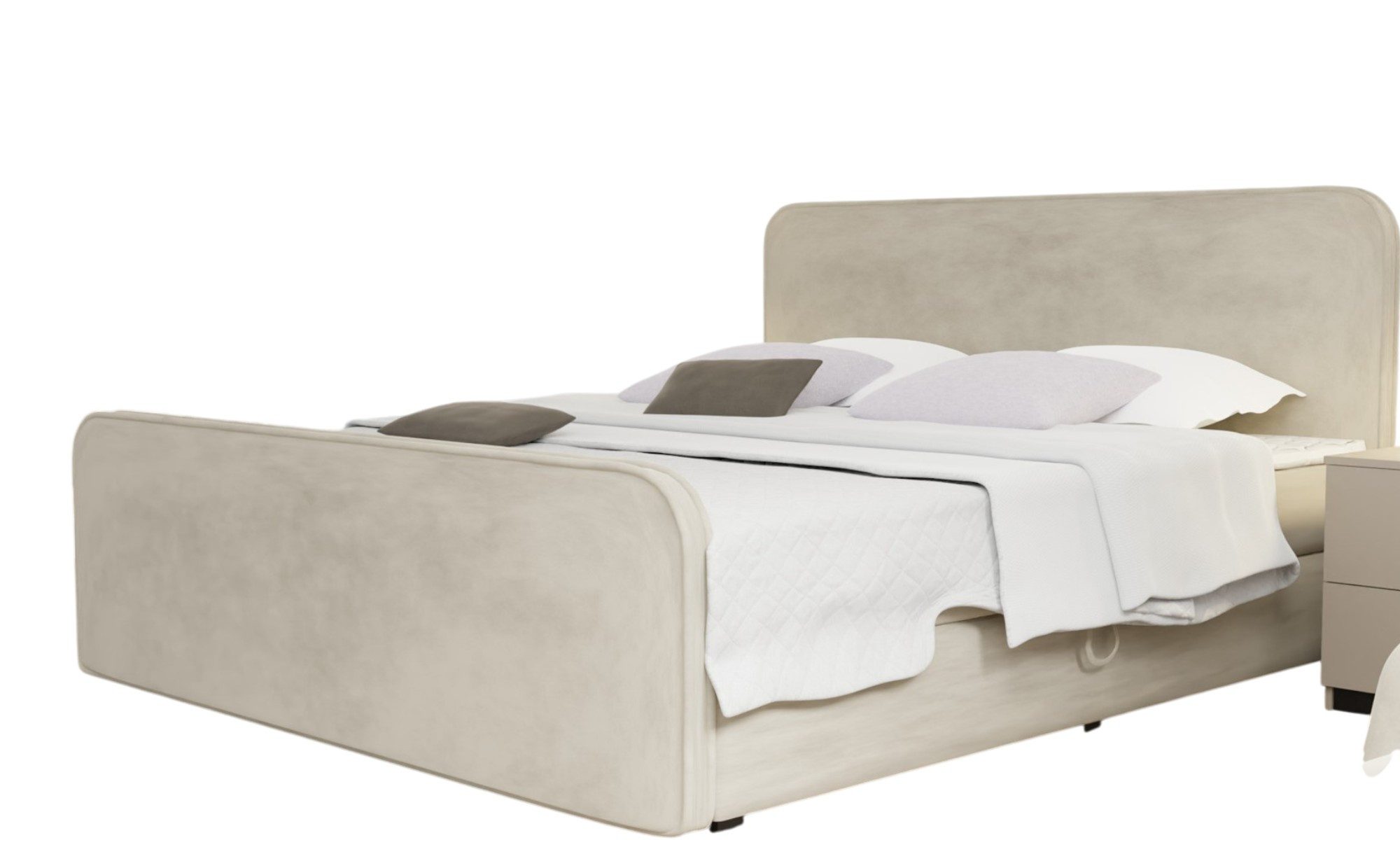 Fun Möbel Boxbett Schlafzimmerbett MABEL Überlänge (220cm) in Stoff Opera Velvet (inkl. Kaltschaumtopper), Beidseitig aufklappbare Bettkästen