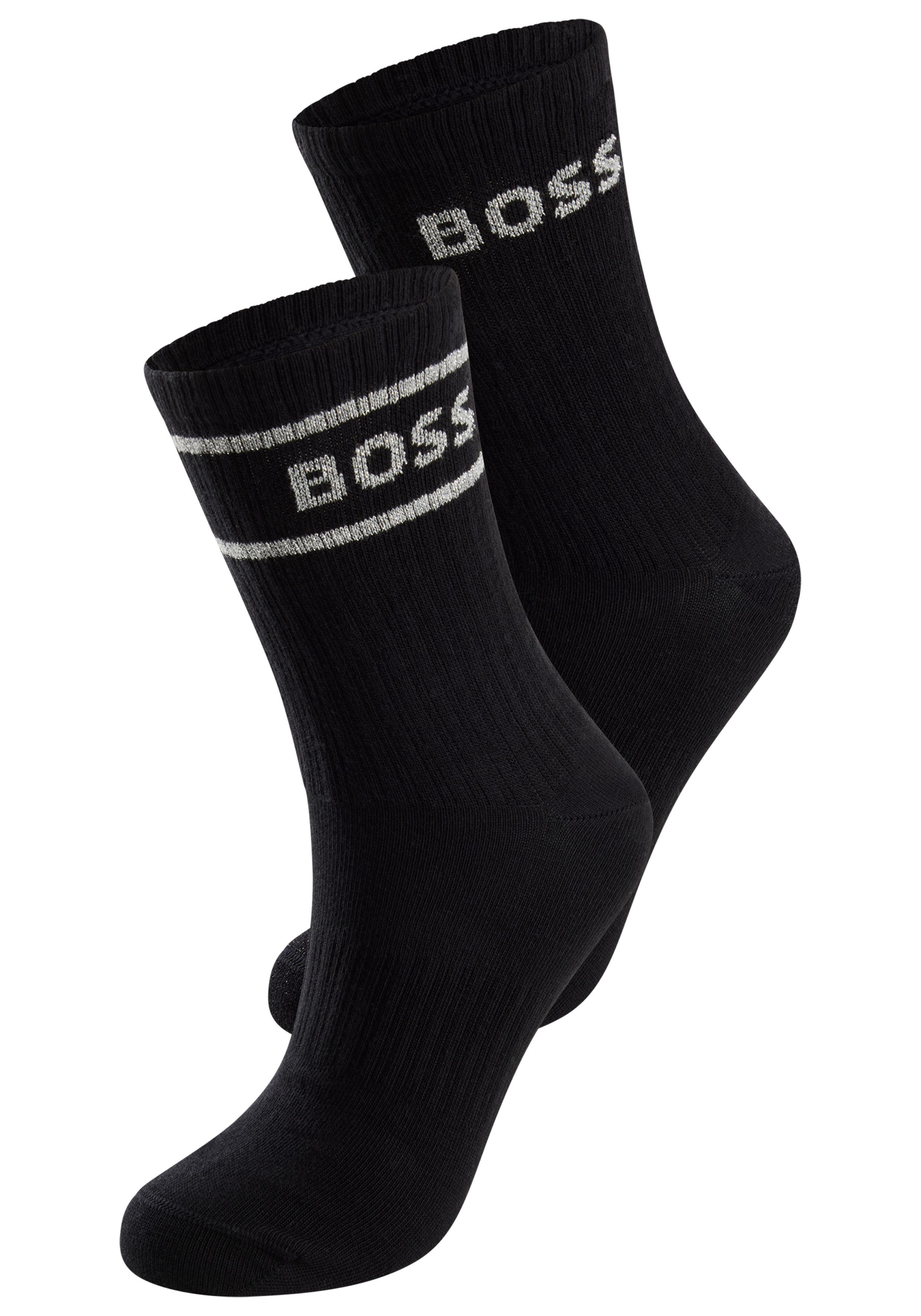 BOSS Socken (2-Paar) sportiv, mit dezentem Locke, Fersen- und Zehenpartie verstärkt
